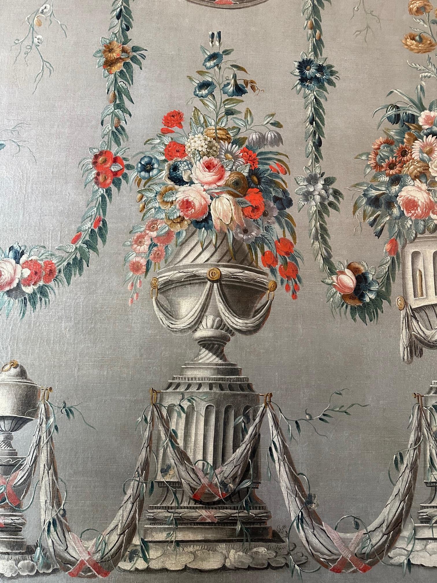 Pareja de óleos sobre lienzo muy grandes del siglo XVIII enmarcados Montaje en pared Arte LA CA en venta 7