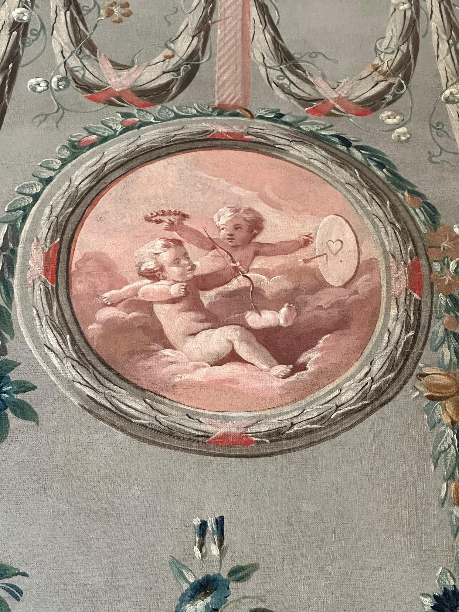 Pareja de óleos sobre lienzo muy grandes del siglo XVIII enmarcados Montaje en pared Arte LA CA en venta 8