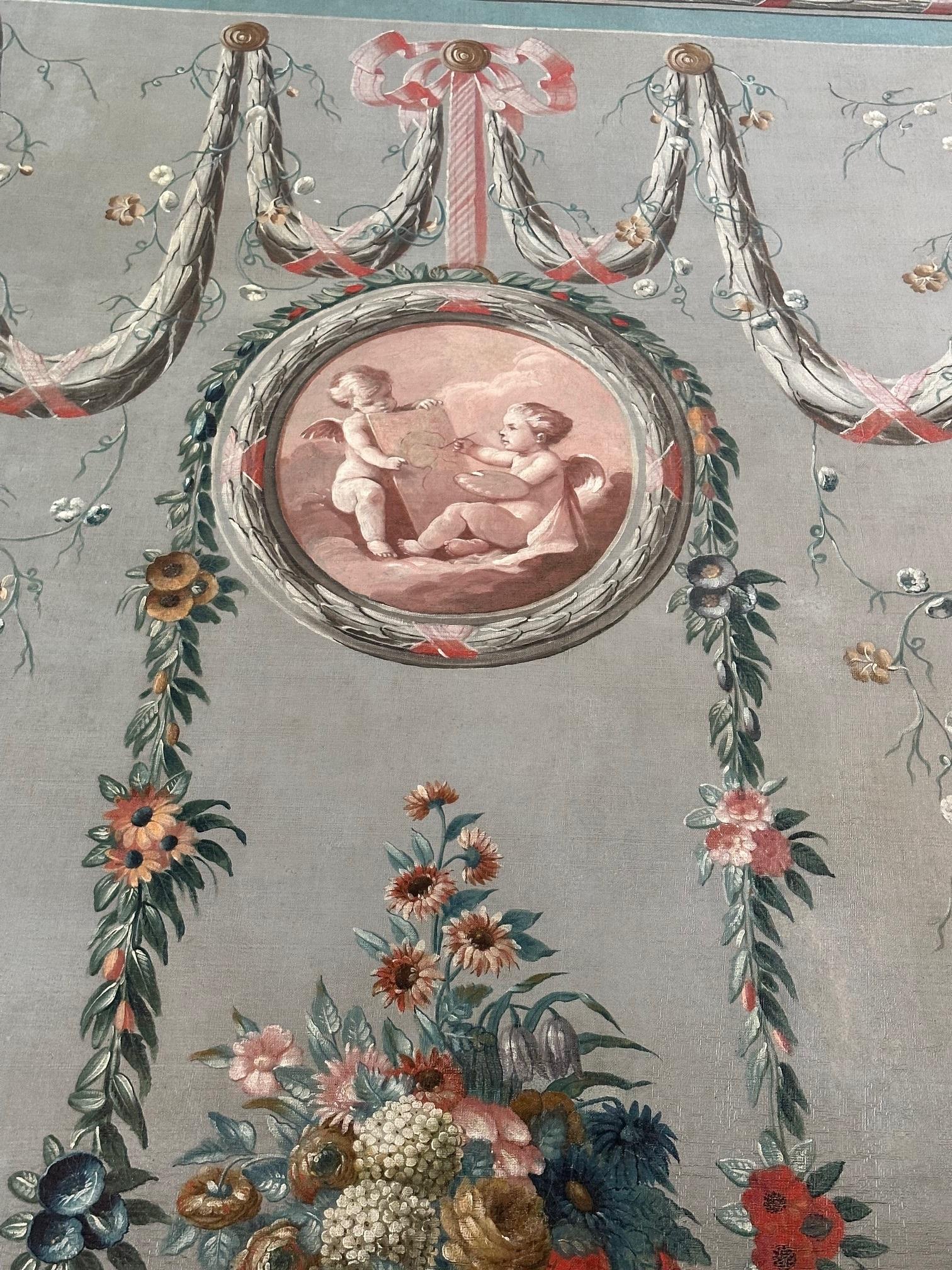 Pareja de óleos sobre lienzo muy grandes del siglo XVIII enmarcados Montaje en pared Arte LA CA en venta 9
