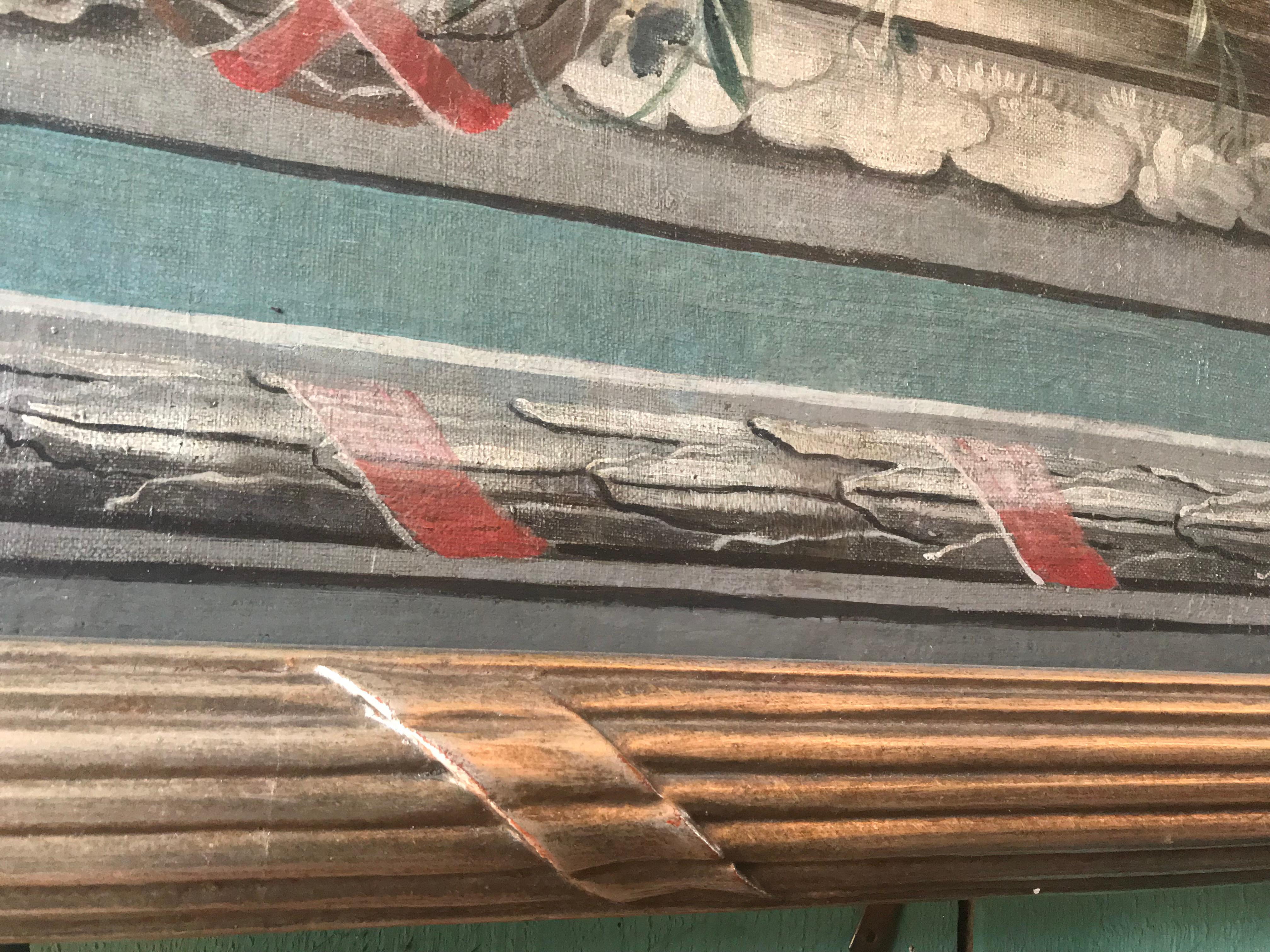 Pareja de óleos sobre lienzo muy grandes del siglo XVIII enmarcados Montaje en pared Arte LA CA en venta 13