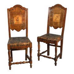 Pair of 18th Century Walnut Commedia del Arte Chairs