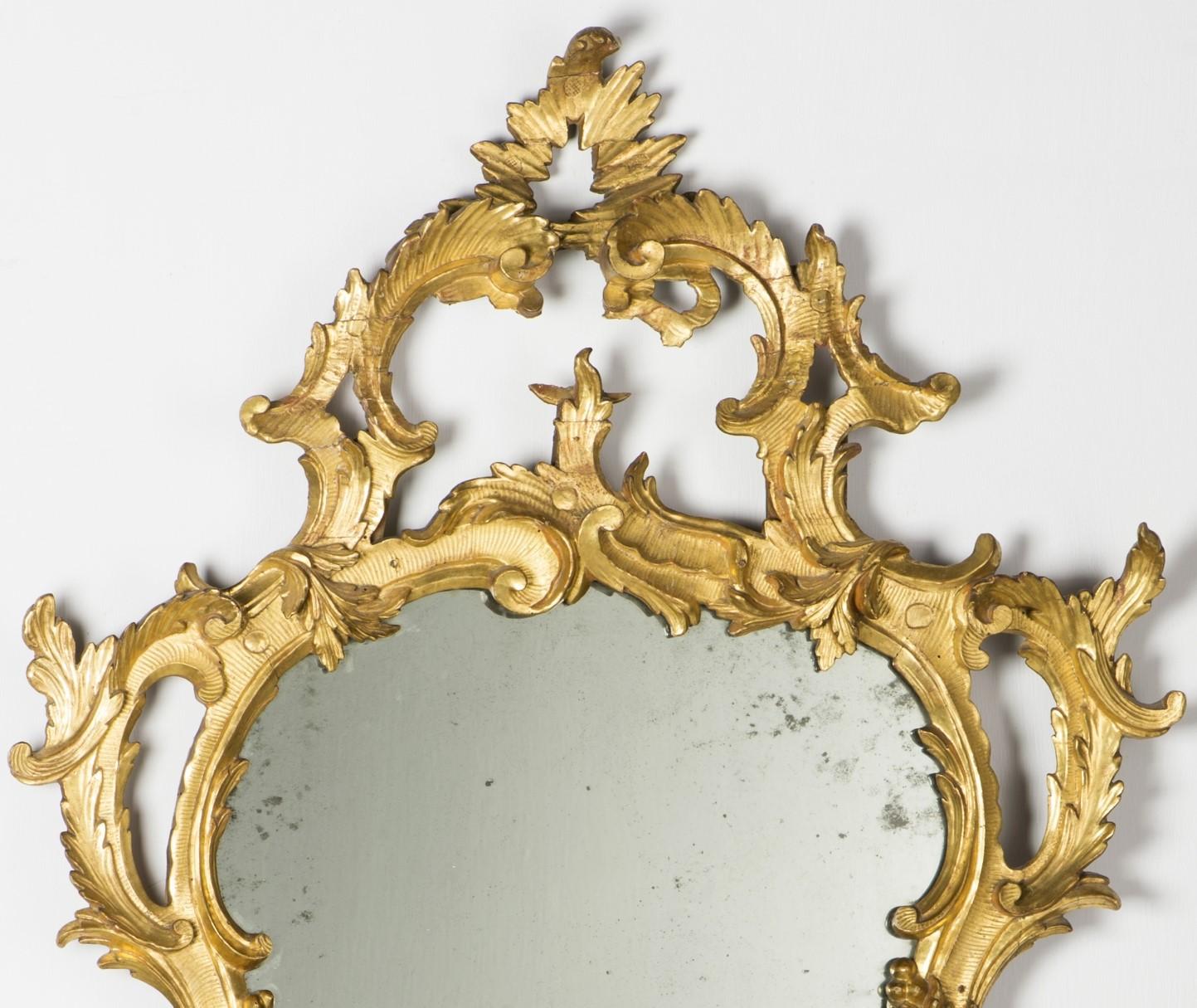 Italian Pair of 18th Century Walnut Louis XV Venetian Mirrors