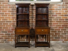 Pair of 18th Century Welsh Cupboards with Open Shelves and Single Drawers