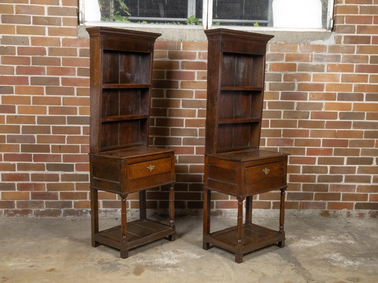 Pair of 18th Century Welsh Cupboards with Open Shelves and Single