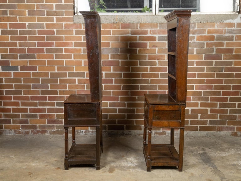 Pair of 18th Century Welsh Cupboards with Open Shelves and Single