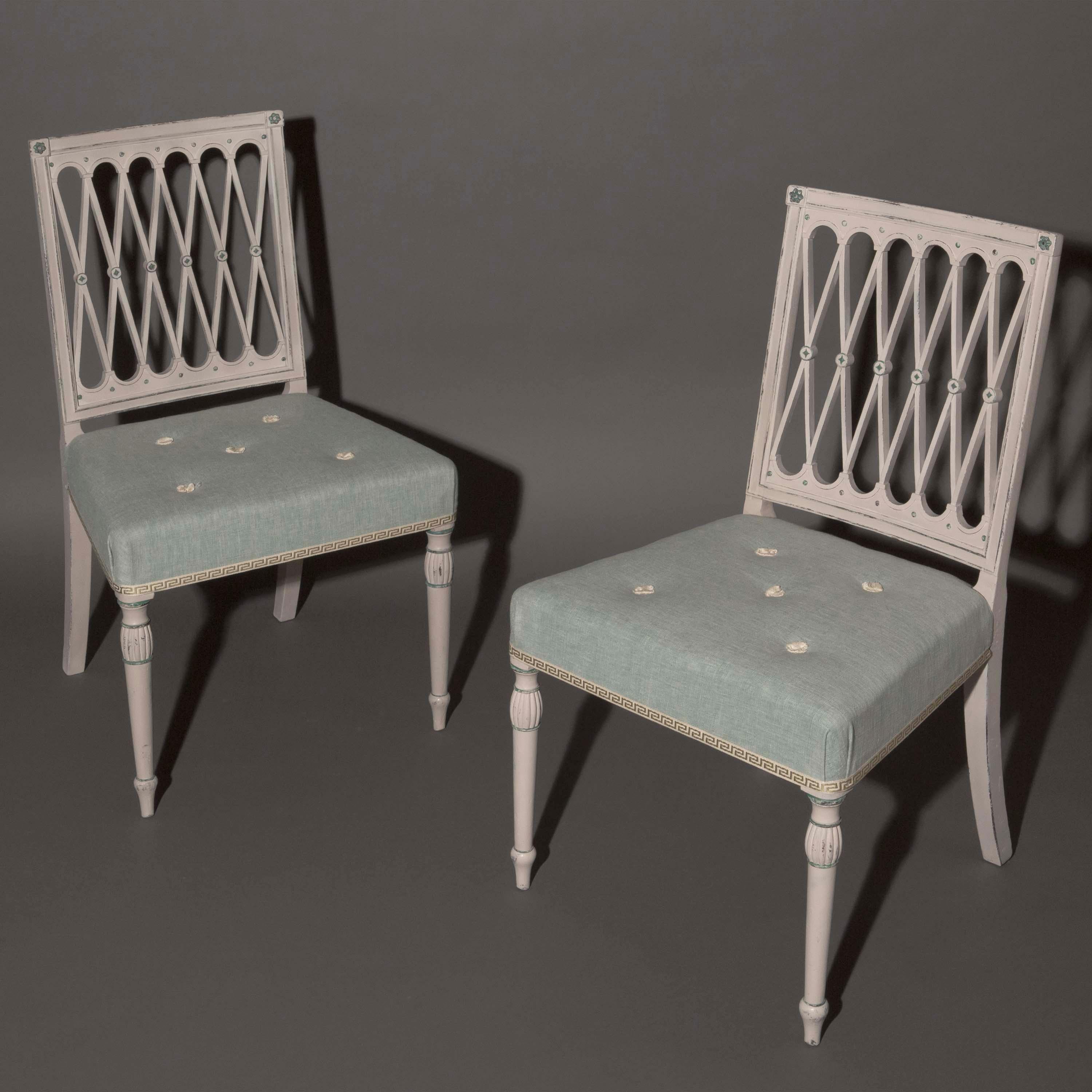 Neoclassical Pair of 18th Century White Painted Chairs