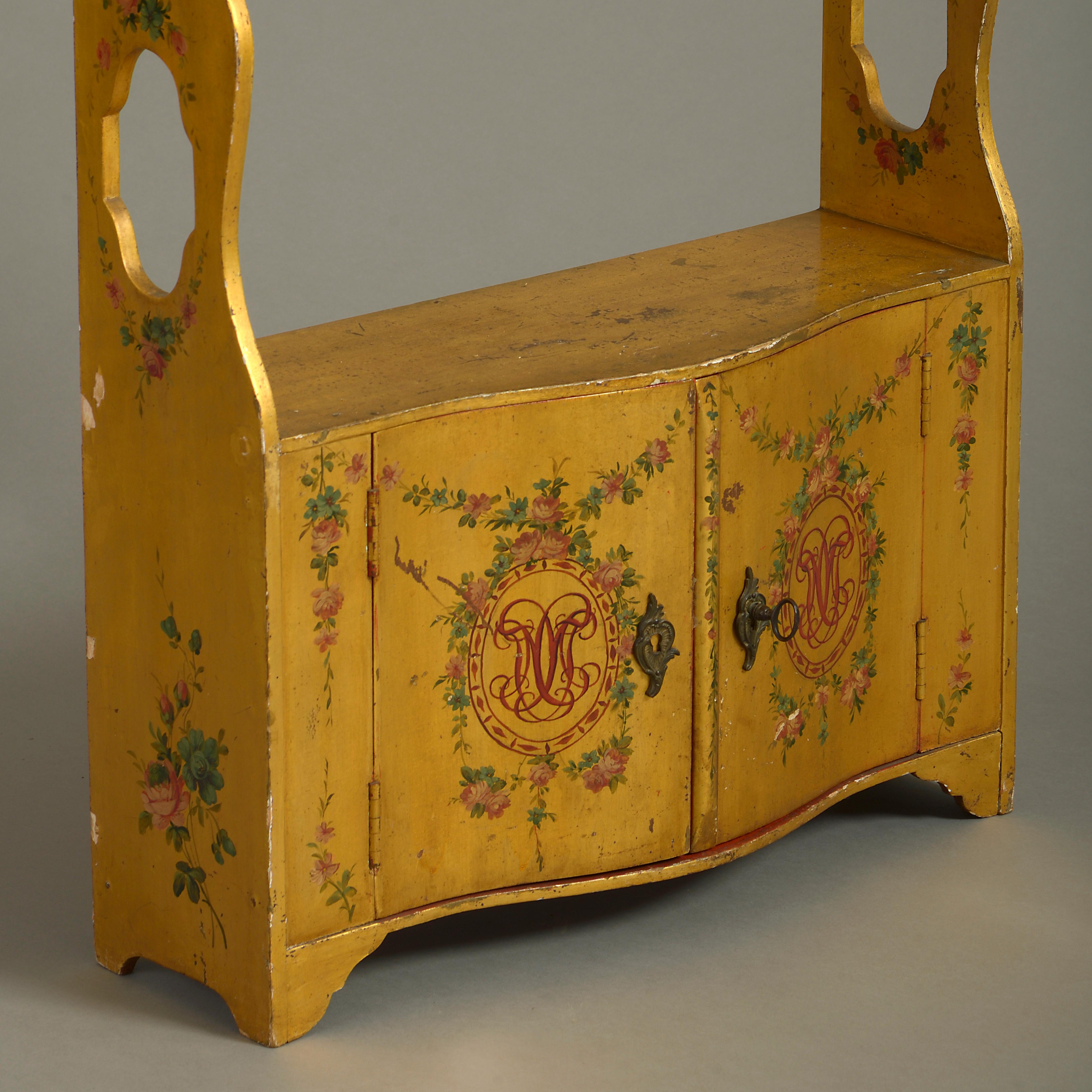 English Pair of 18th Century Yellow Painted Hanging Shelves