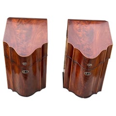 Pair of 18th-Early 19th Century Georgian Inlaid Mahogany Knife Boxes