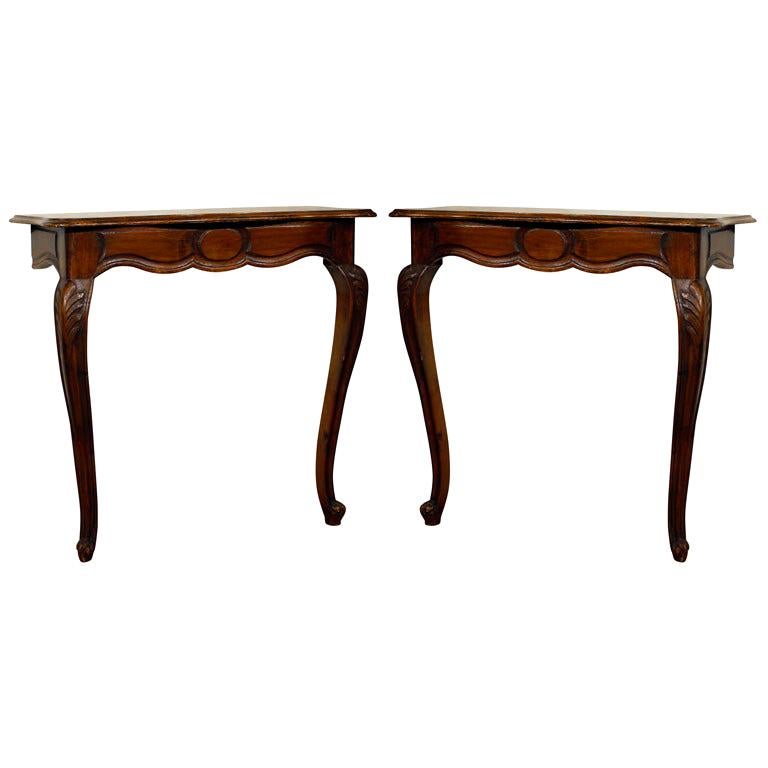 Pair of Late 18th Century Louis XV Walnut Console Table from Uzès, Provence