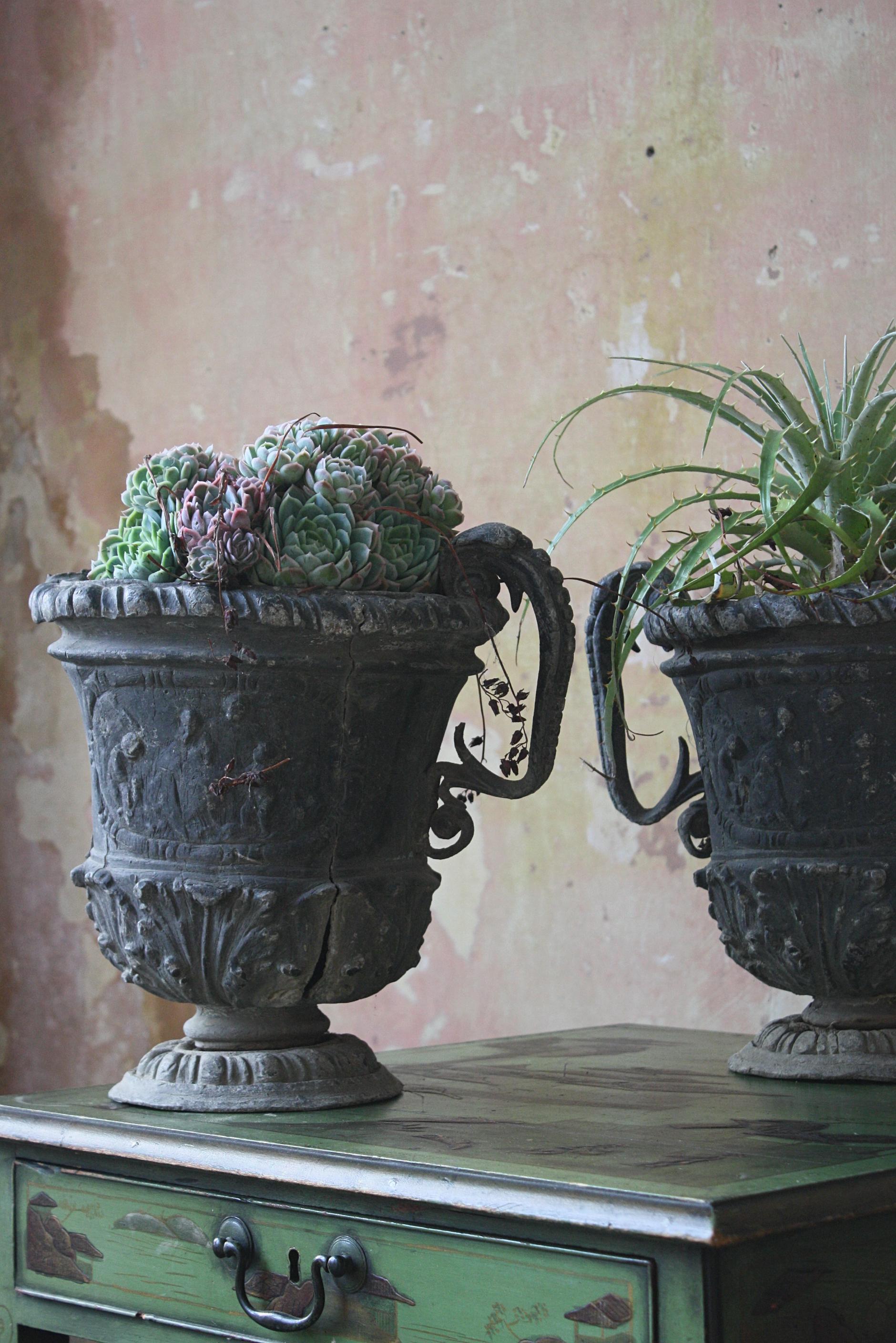 Pair of 18th Style English Country House Lead Urns Planters  8