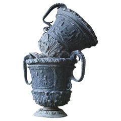 Pair of 18th Style English Country House Lead Urns Planters