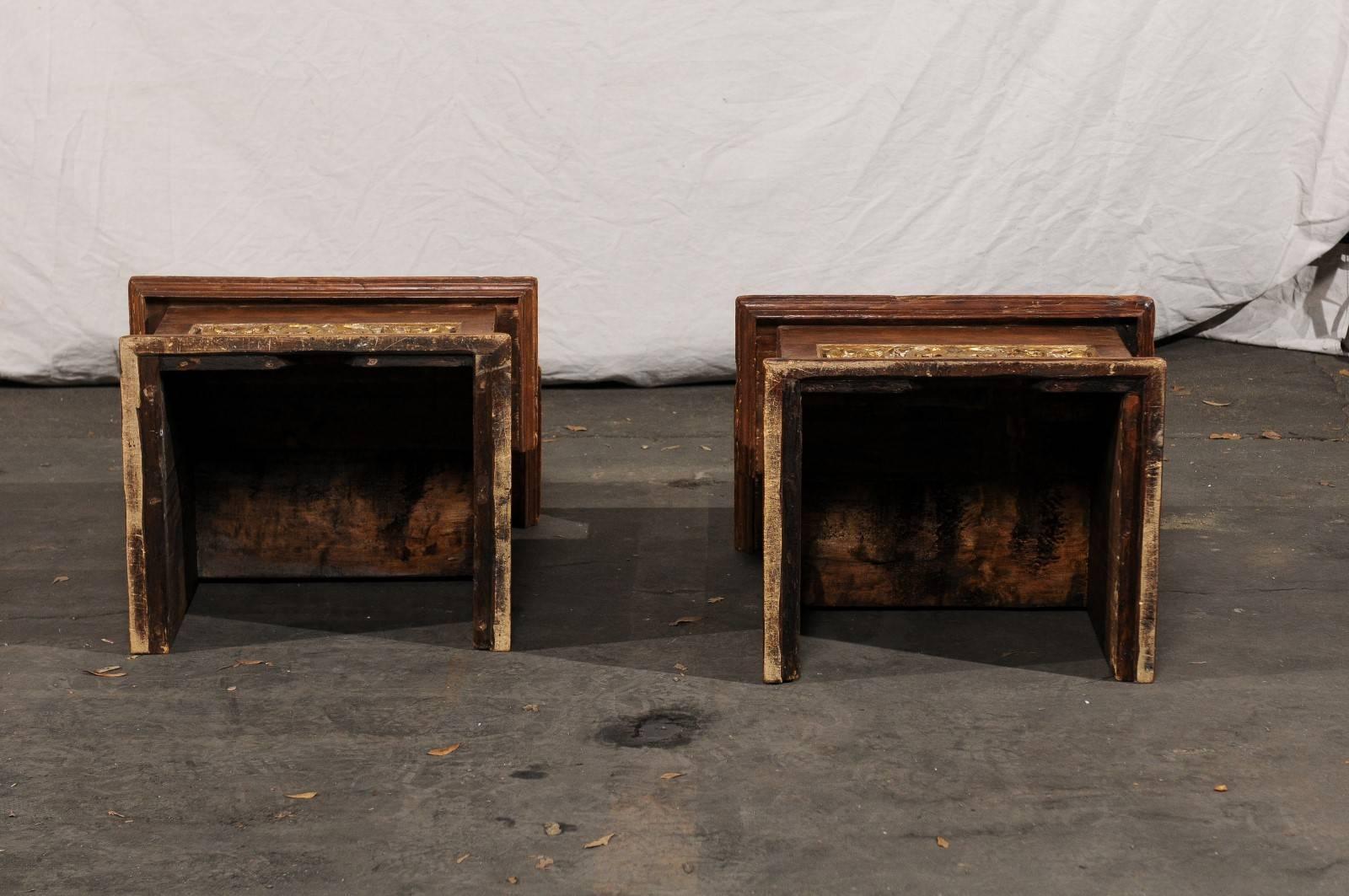Pair of 18th-19th Century Italian Step Tables with Gilt and Old Elements 5