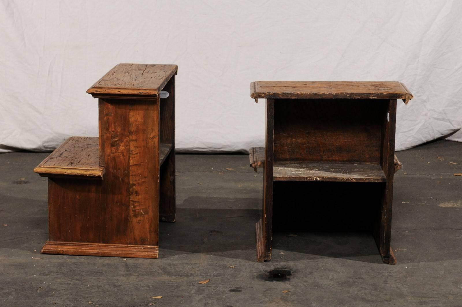 Pair of 18th-19th Century Italian Step Tables with Gilt and Old Elements 2