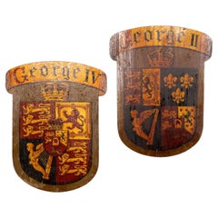 Pair Of 18thC English Hand Painted King George II & King George IV shields