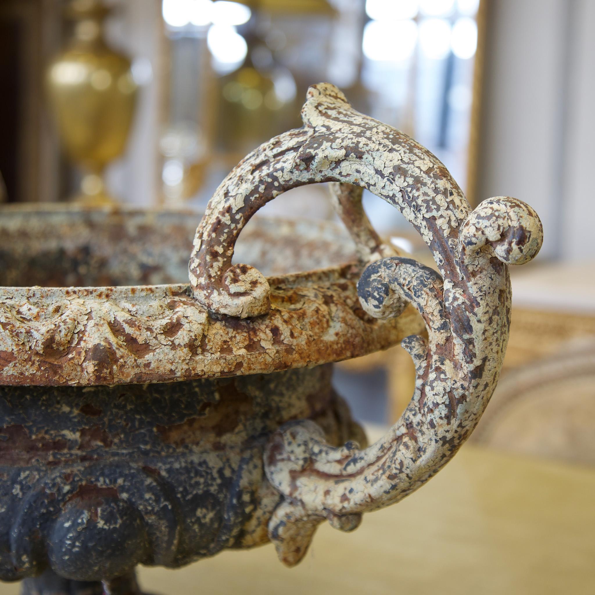 19th Century Pair of 19 Century Cast Iron Urns For Sale