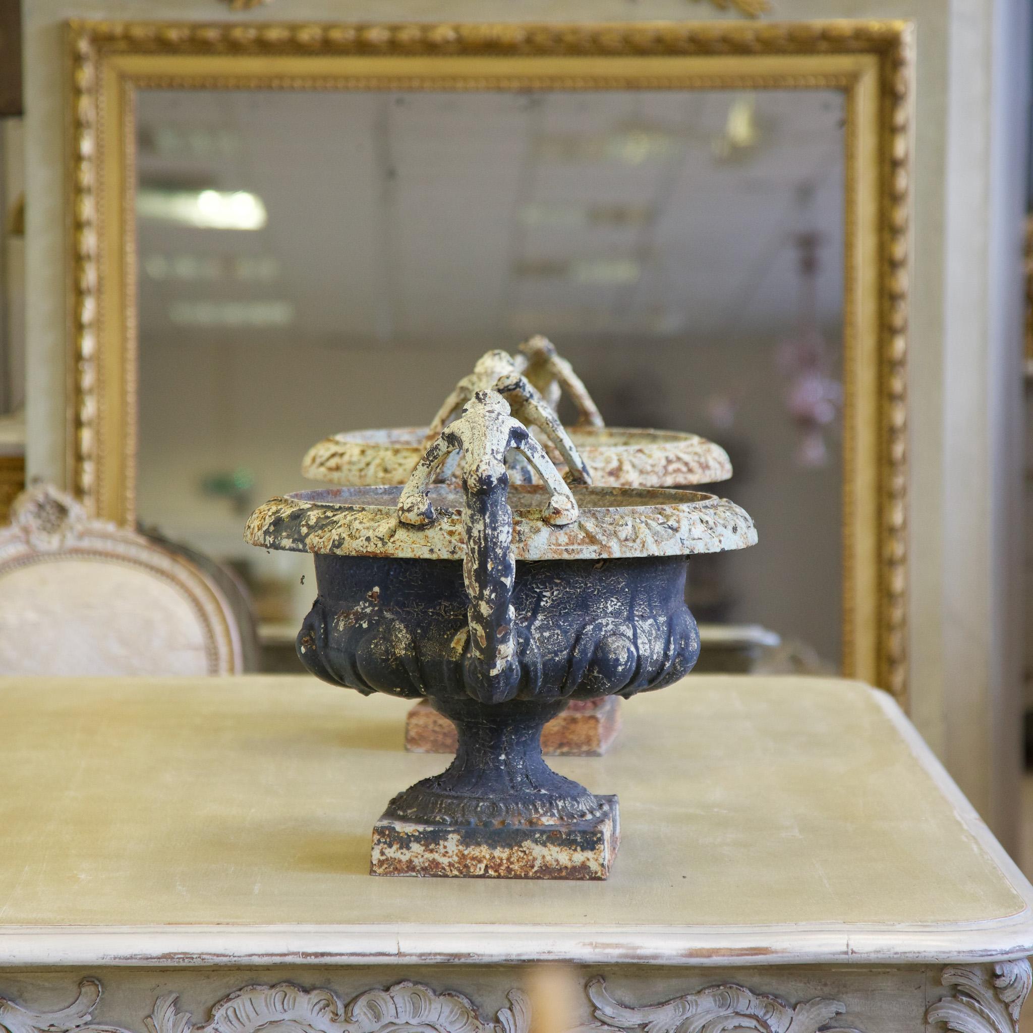 Pair of 19 Century Cast Iron Urns For Sale 2