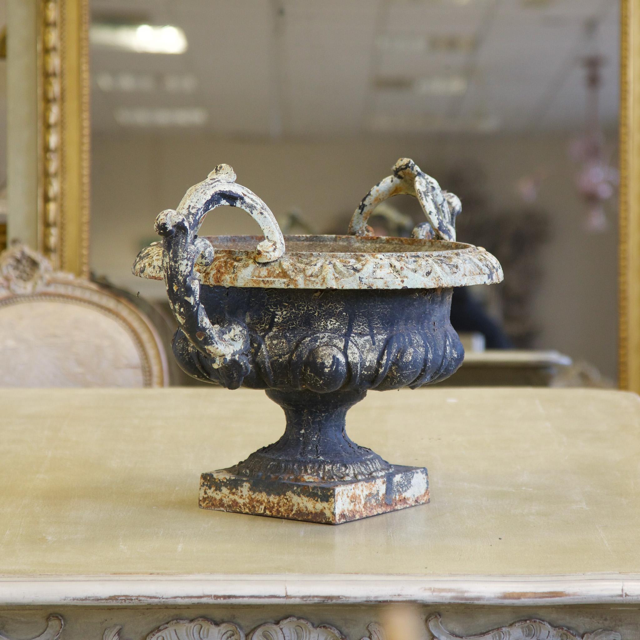 Pair of 19 Century Cast Iron Urns For Sale 4