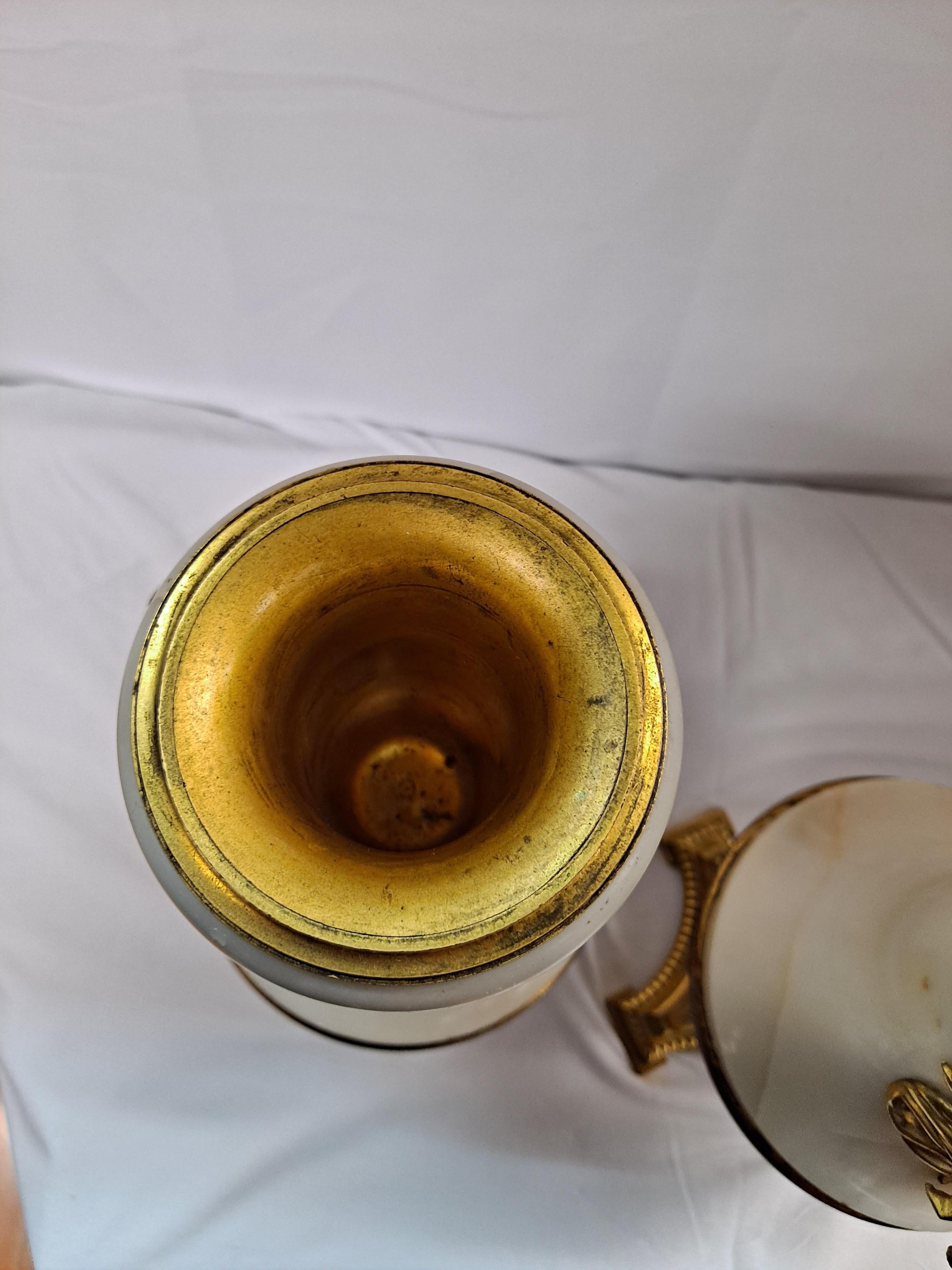 Coppia di vasi francesi del XIX secolo in bronzo dorato e alabastro in vendita 9