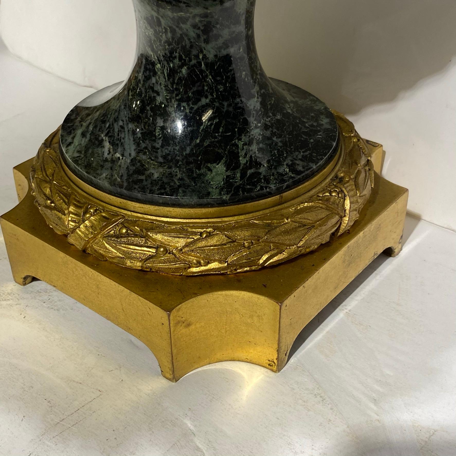 Pair of 19 Century French Louis XVI Style Gilt Bronzed Mounted Marble Urns For Sale 1