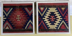 Pair of 19 Century Handwoven Antique Textile  Wall Hanging