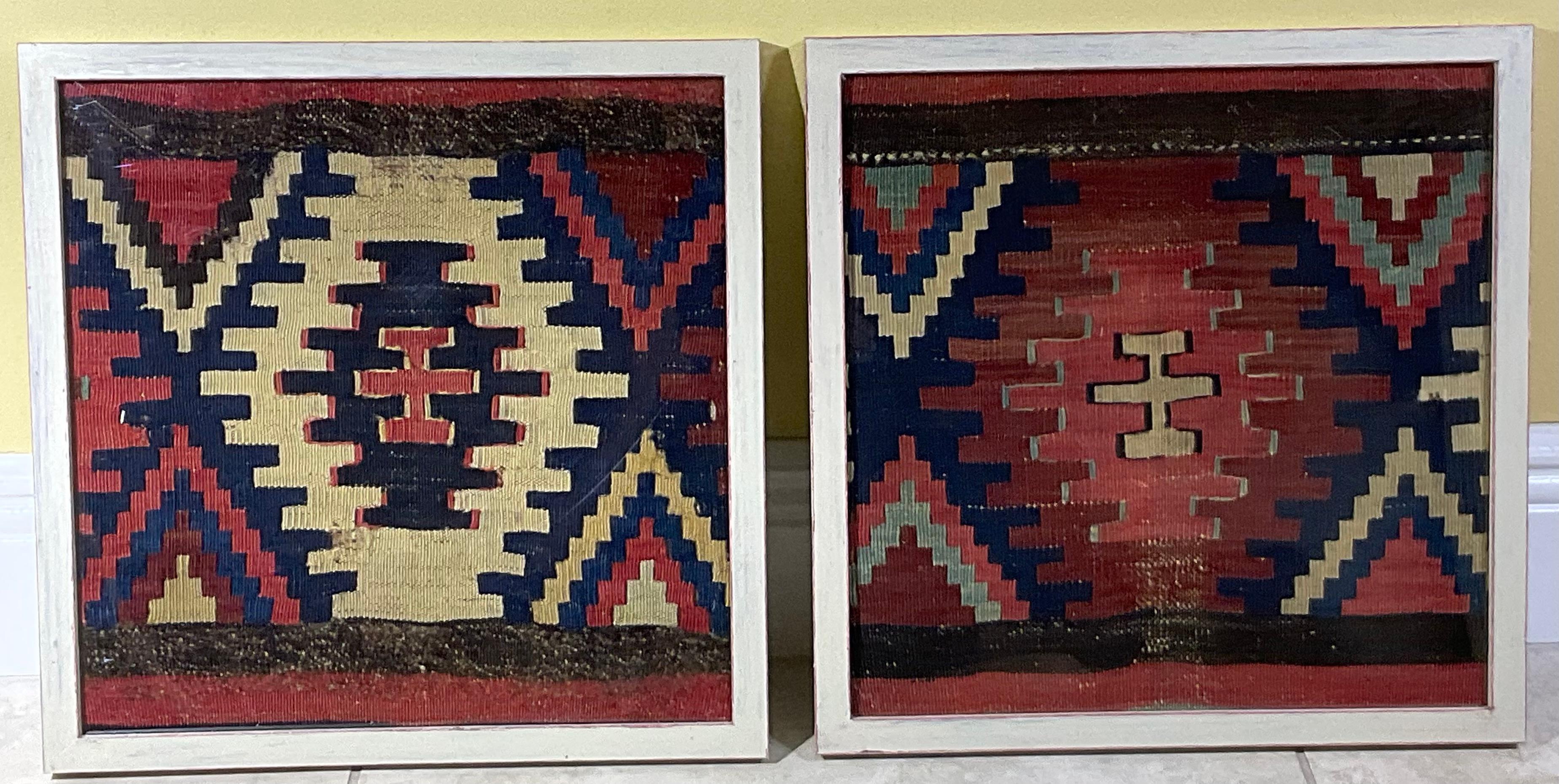 Uzbek Pair of 19 Century Handwoven Antique Textile  Wall Hanging For Sale