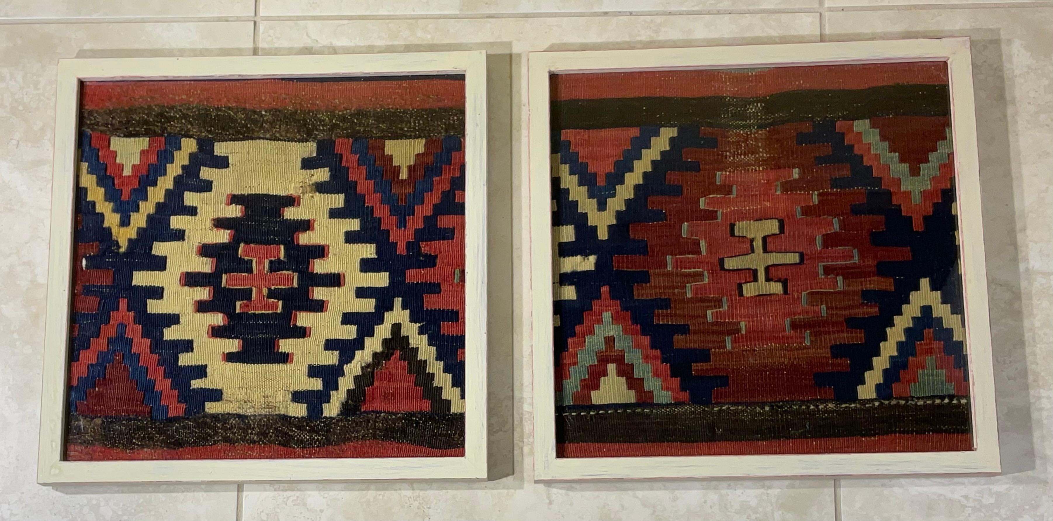 Hand-Woven Pair of 19 Century Handwoven Antique Textile  Wall Hanging For Sale