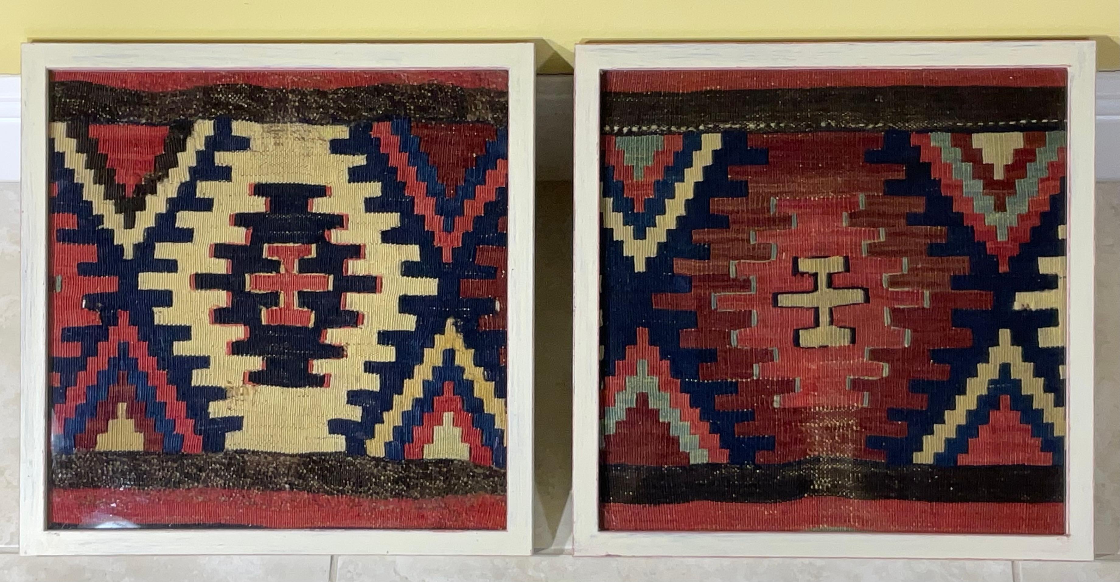Pair of 19 Century Handwoven Antique Textile  Wall Hanging In Good Condition For Sale In Delray Beach, FL