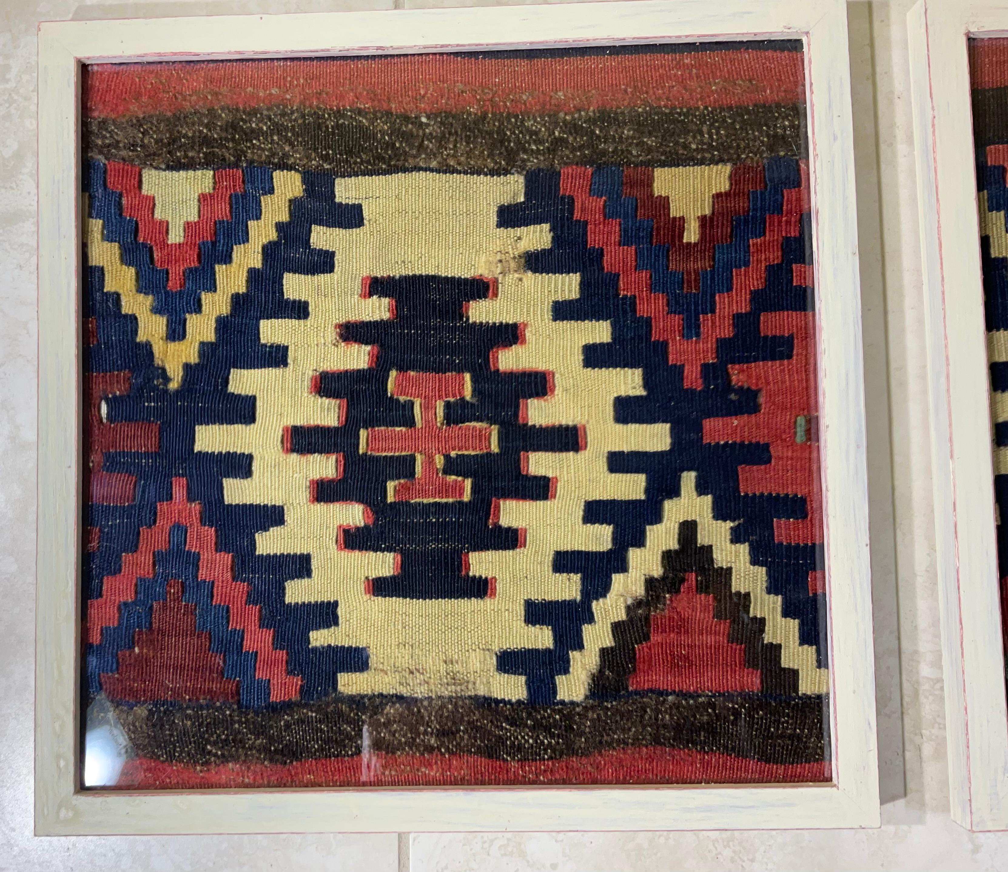 19th Century Pair of 19 Century Handwoven Antique Textile  Wall Hanging For Sale