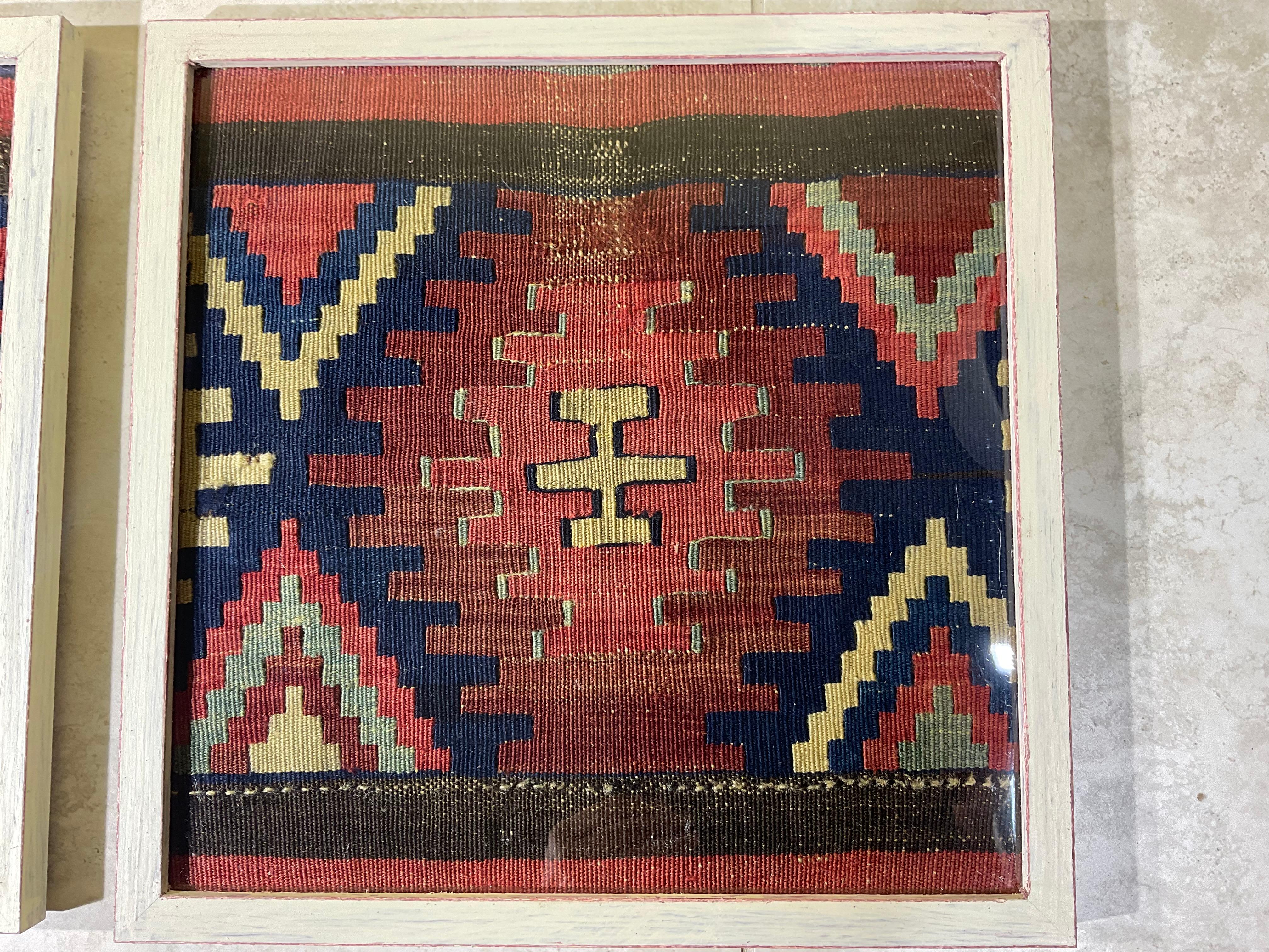 Acrylic Pair of 19 Century Handwoven Antique Textile  Wall Hanging For Sale