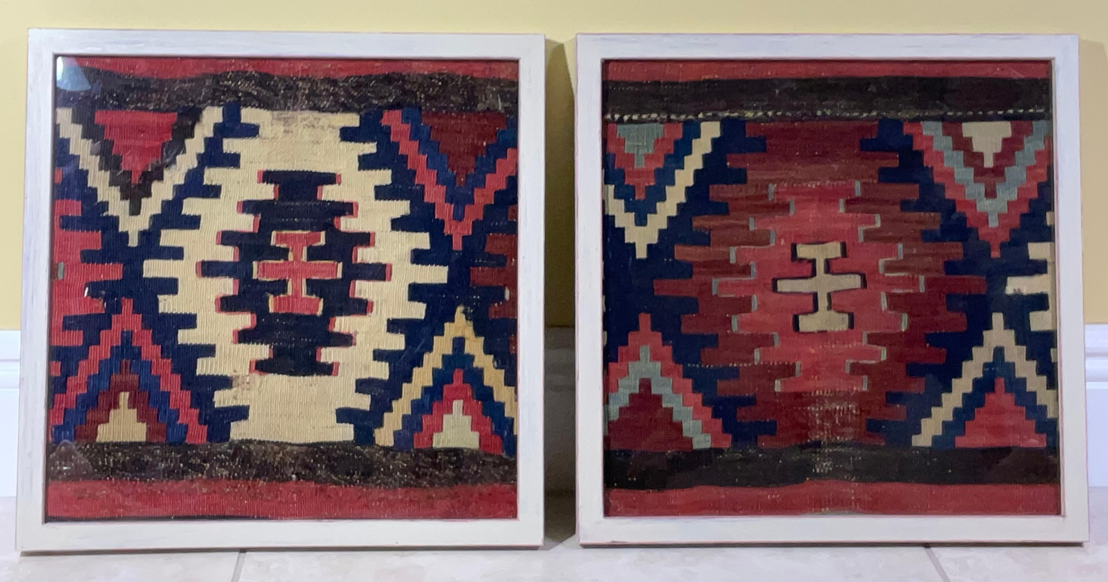 Pair of 19 Century Handwoven Antique Textile  Wall Hanging For Sale 1
