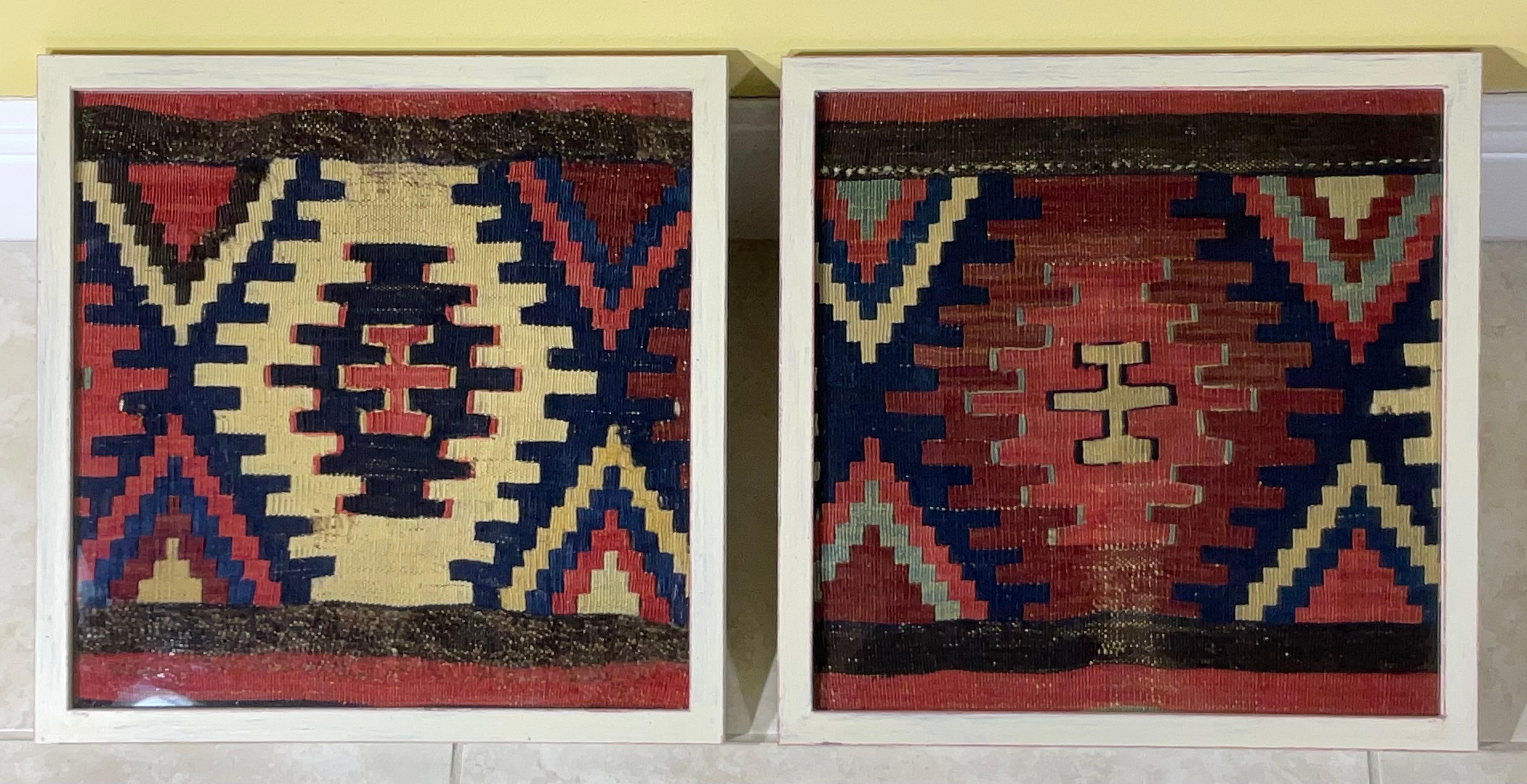 Pair of 19 Century Handwoven Antique Textile  Wall Hanging For Sale 2