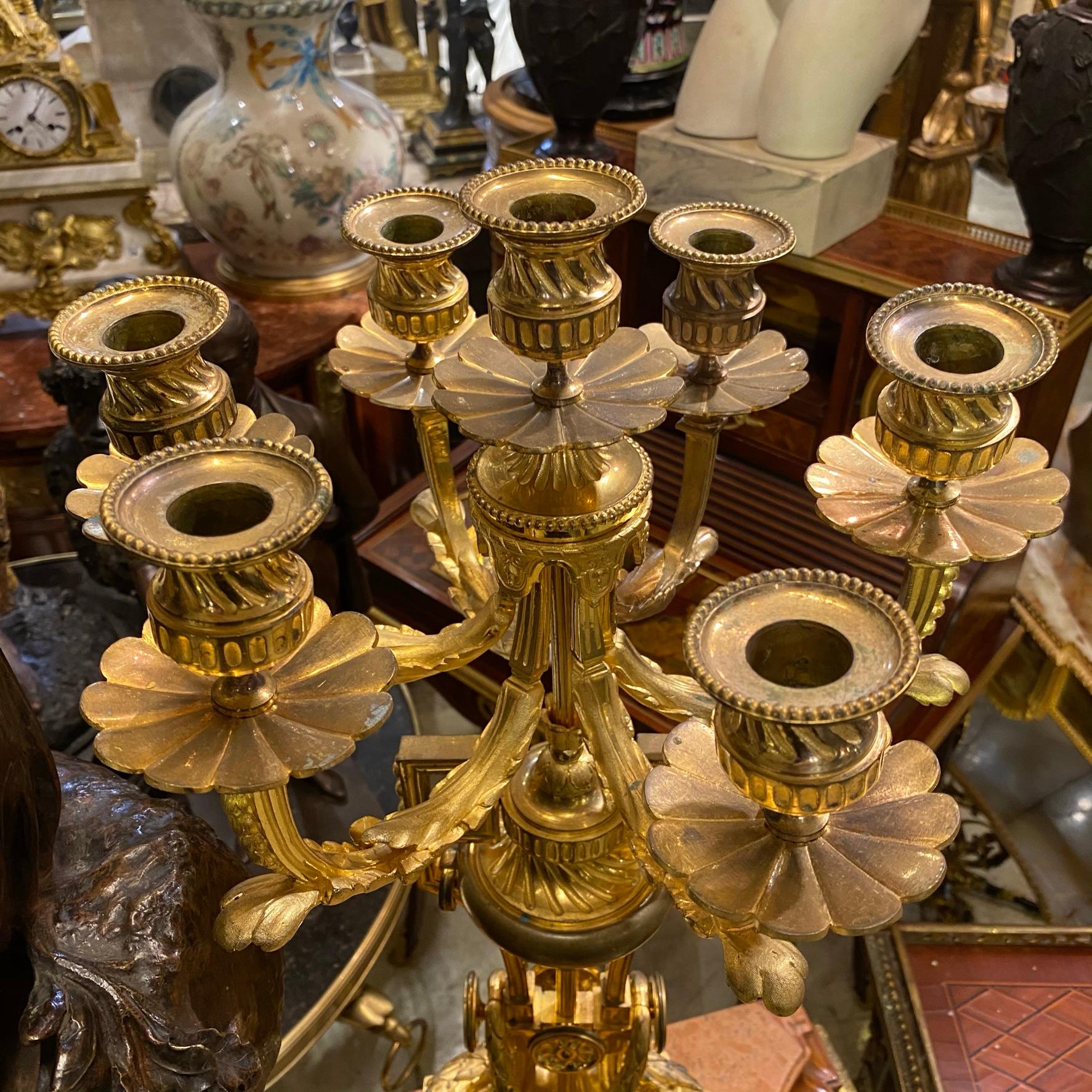 19th Century Pair of 19 century Louis XIV Style Gilt Bronze Seven-Light Candelabras