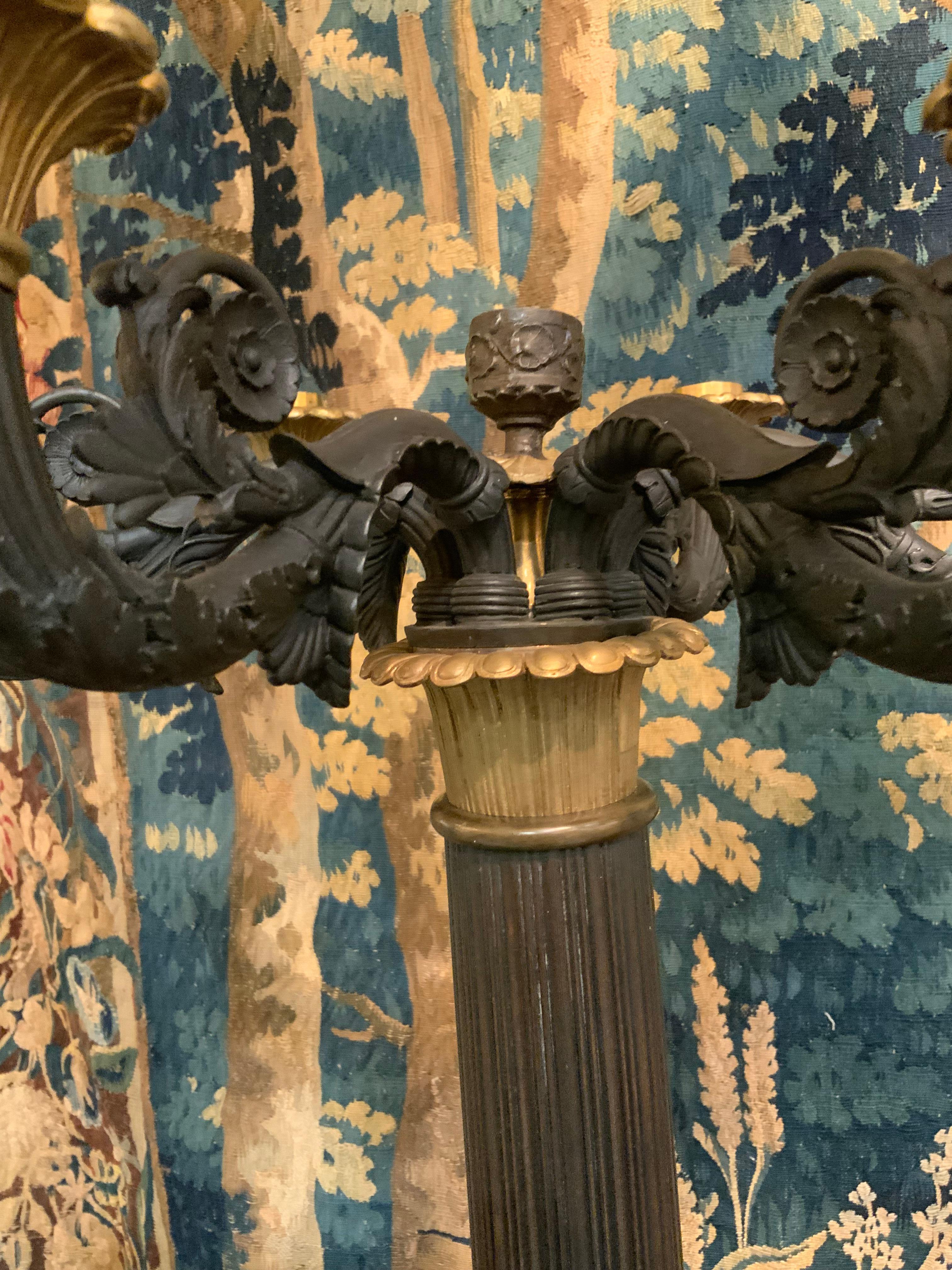 Francese Coppia di candelabri in bronzo del 19° secolo di Thornier in vendita