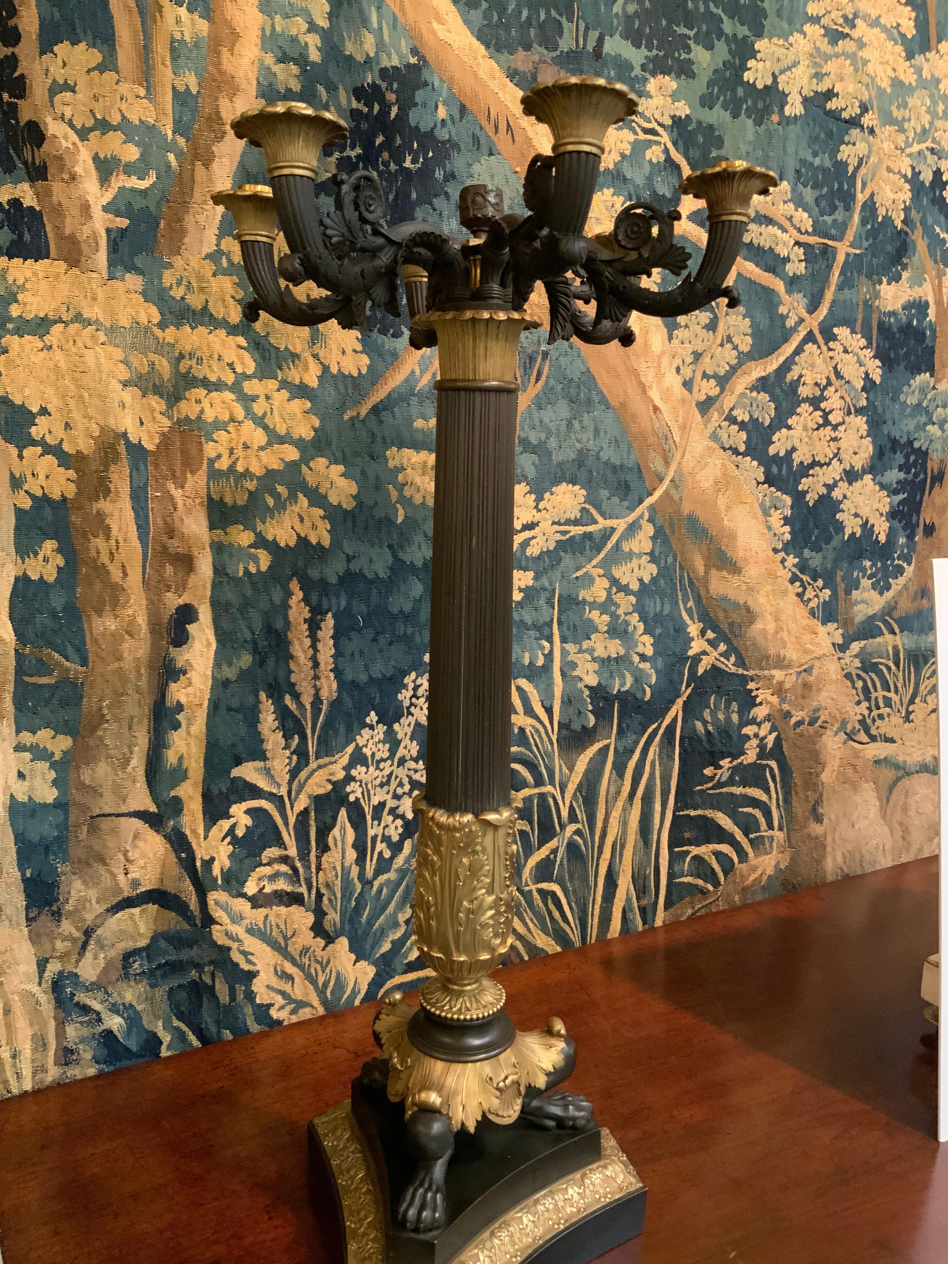 Coppia di candelabri in bronzo del 19° secolo di Thornier In condizioni ottime in vendita a Houston, TX