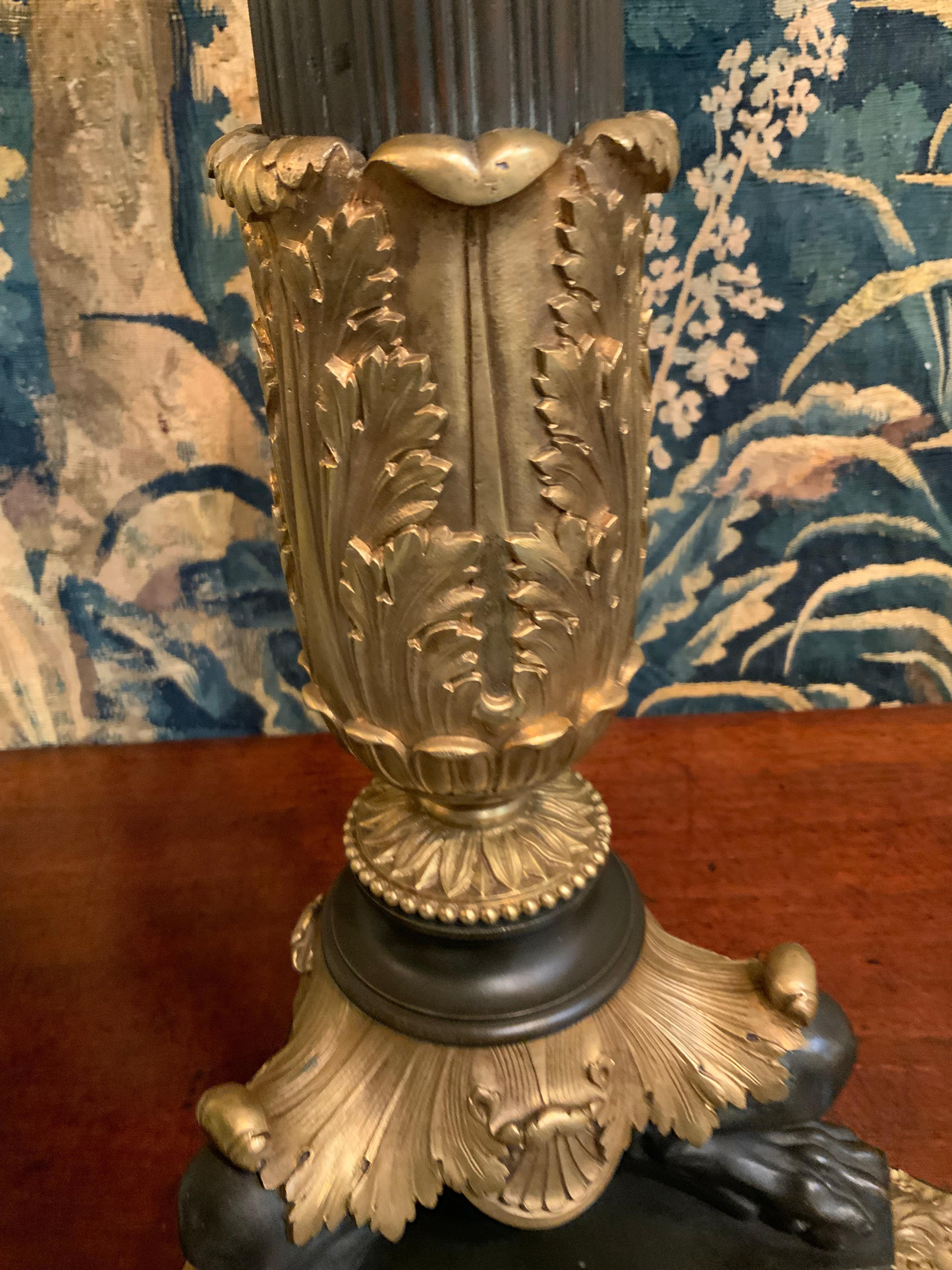 Coppia di candelabri in bronzo del 19° secolo di Thornier in vendita 2