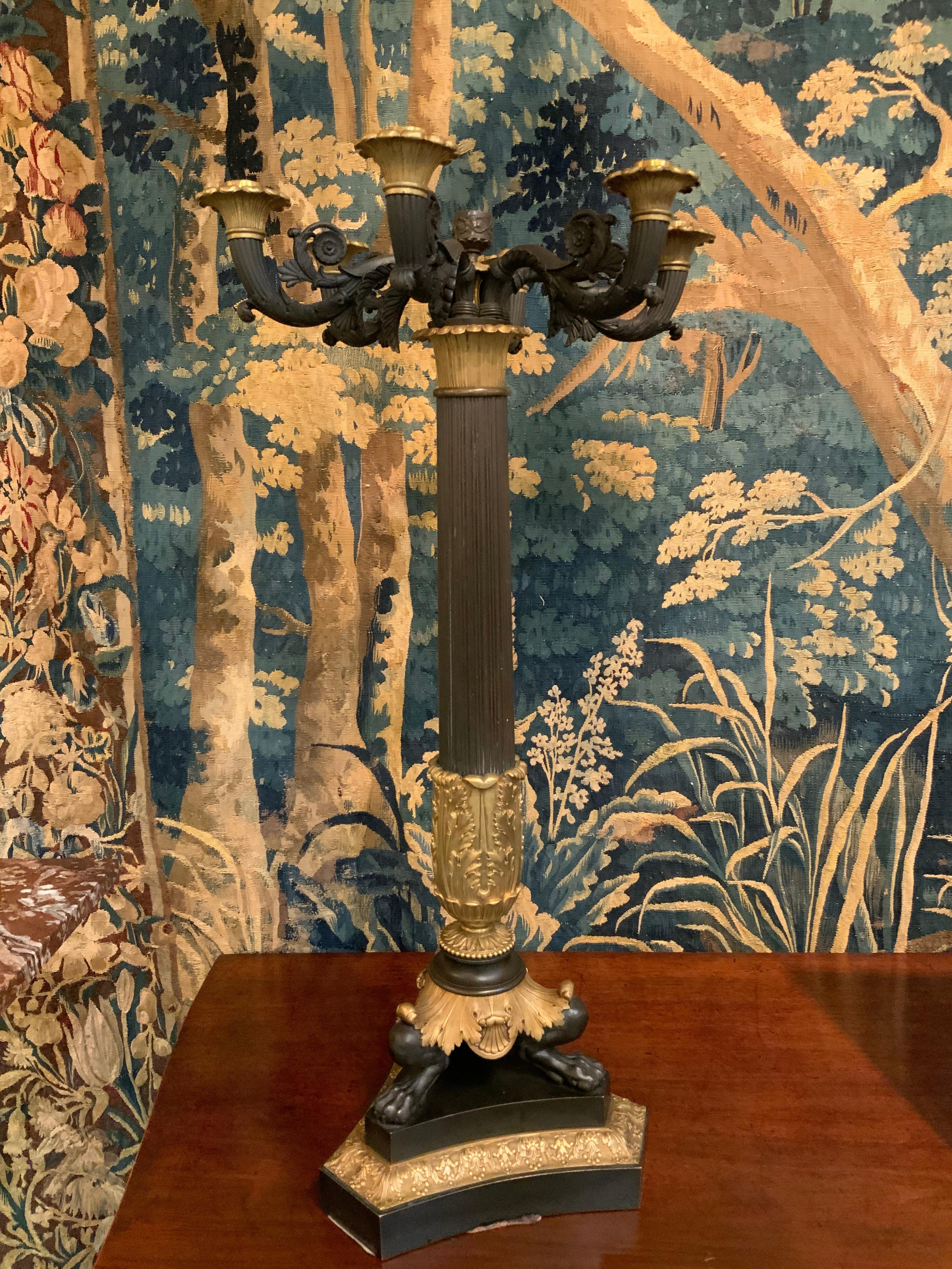 Coppia di candelabri in bronzo del 19° secolo di Thornier in vendita 3