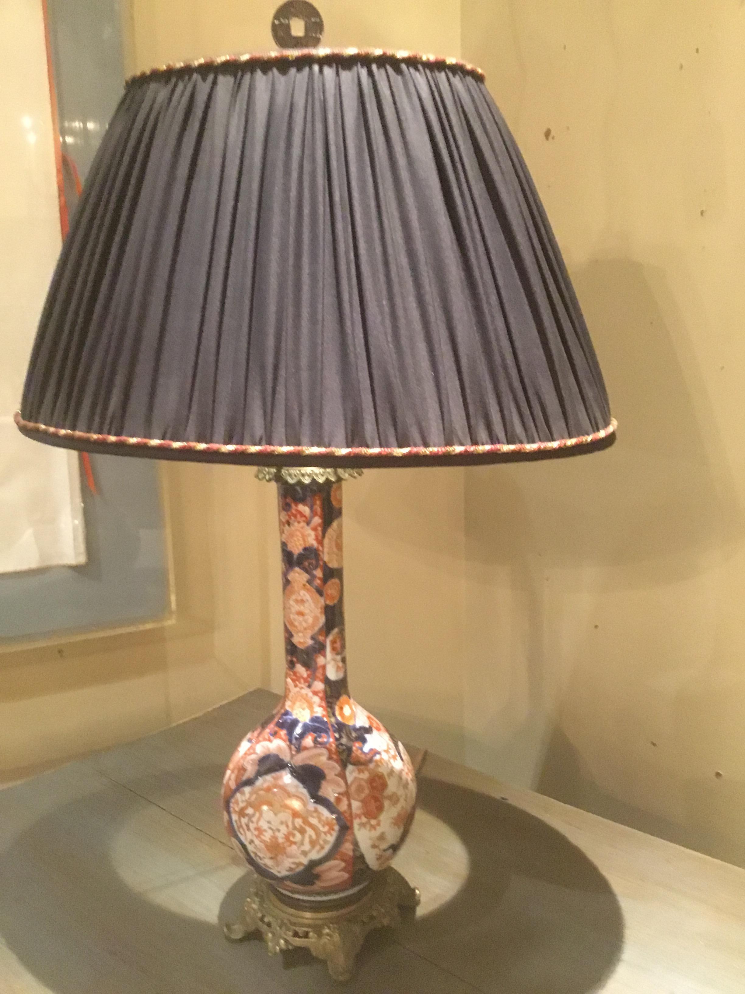 20th Century Pair of 19th Century Imari Lamps, Hand Painted