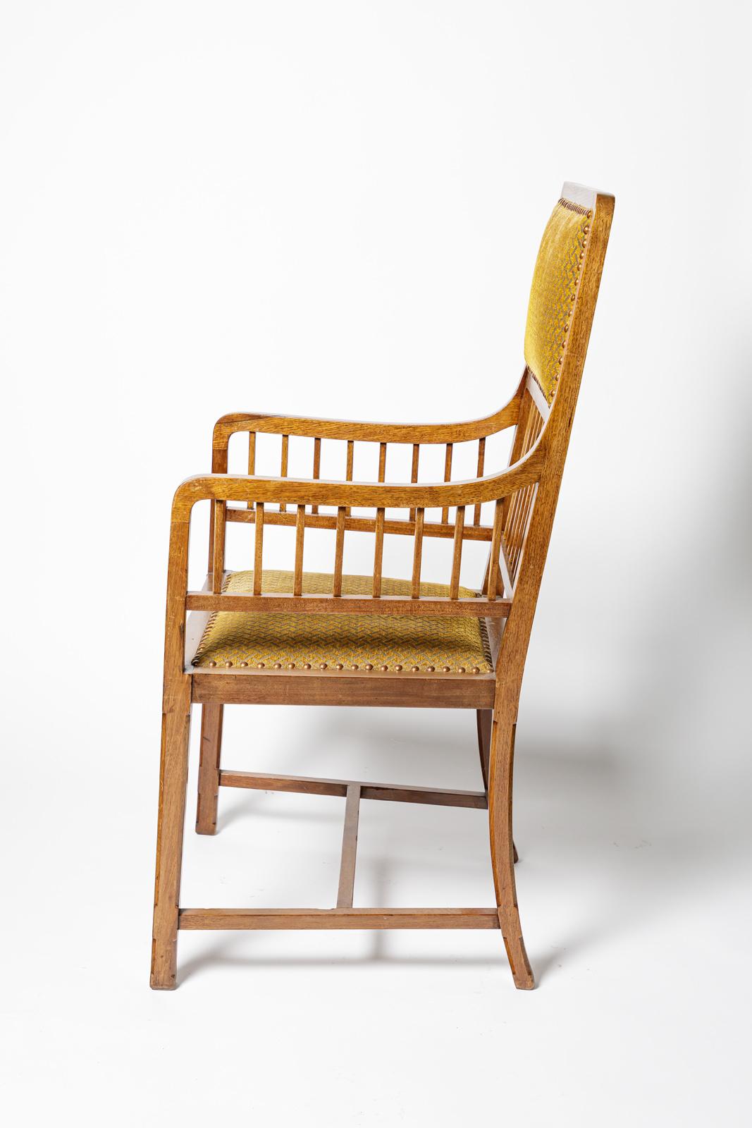Français Paire de fauteuils de canapé Art Déco Jugendstil 1900 en bois et tissu d'origine en vente