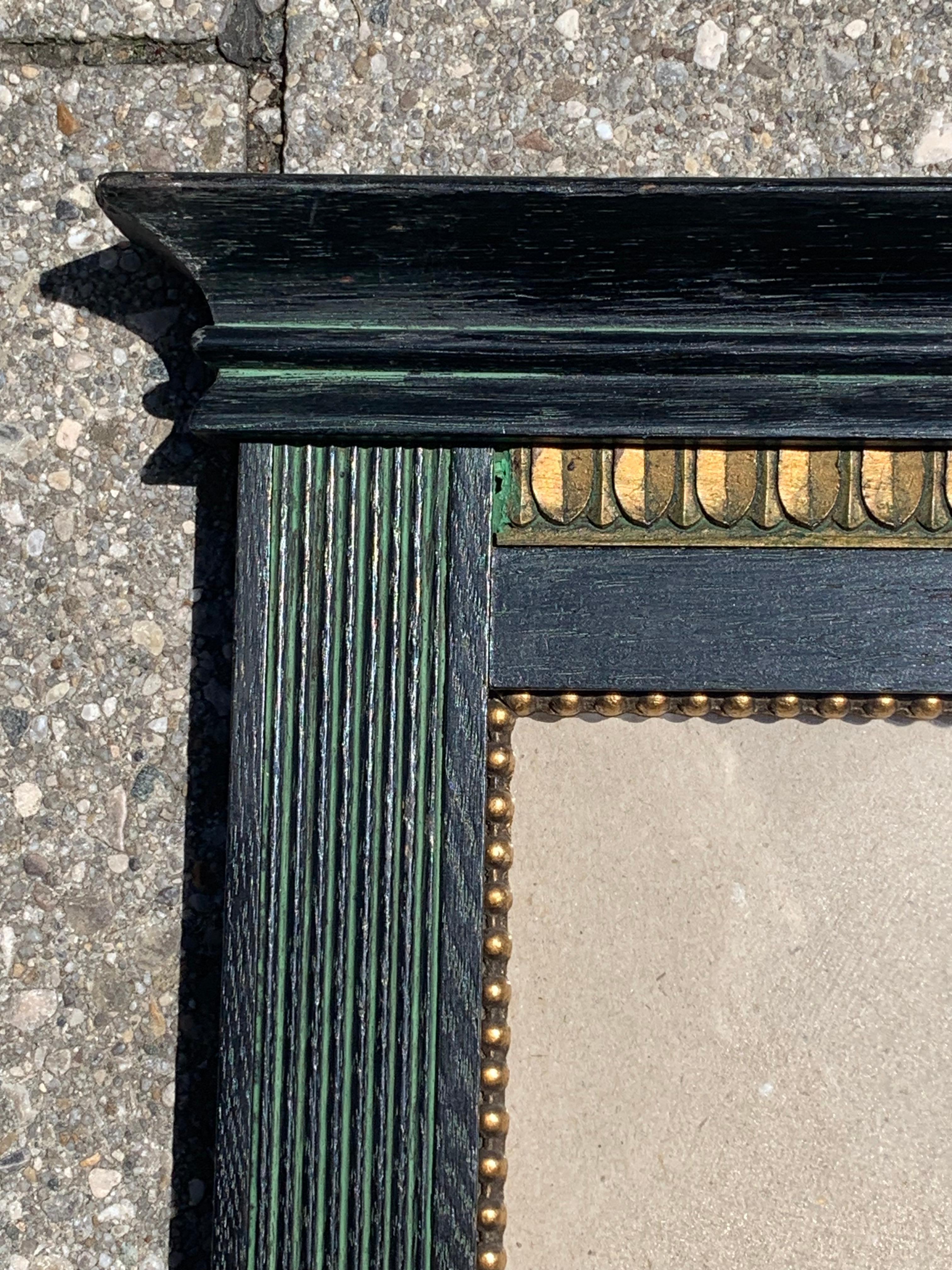 Pareja de marcos Art Nouveau 1900 Abeto Roble Verde Dorado Hoja de Palma Rebordeada en venta 4