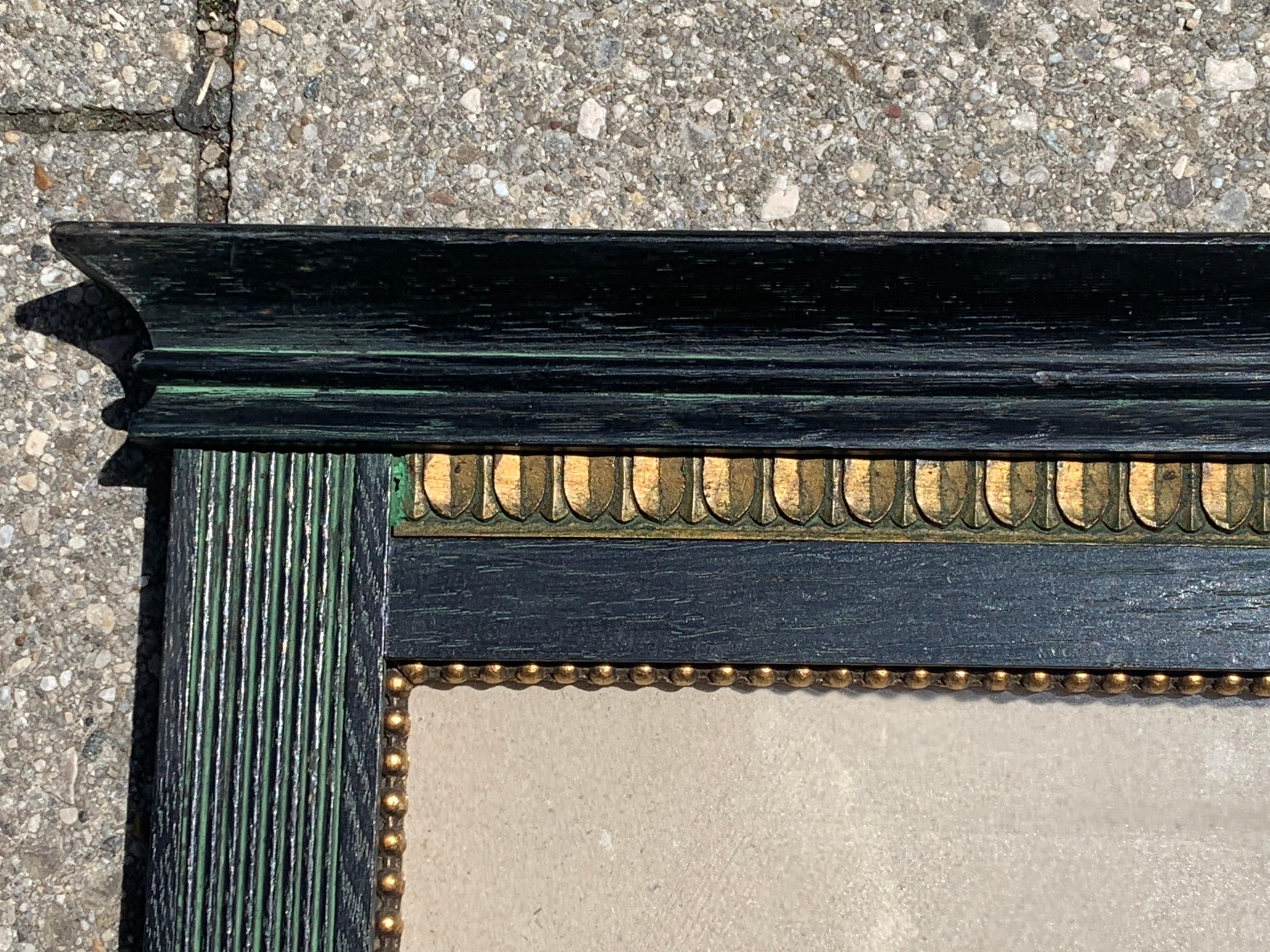 Pareja de marcos Art Nouveau 1900 Abeto Roble Verde Dorado Hoja de Palma Rebordeada en venta 5