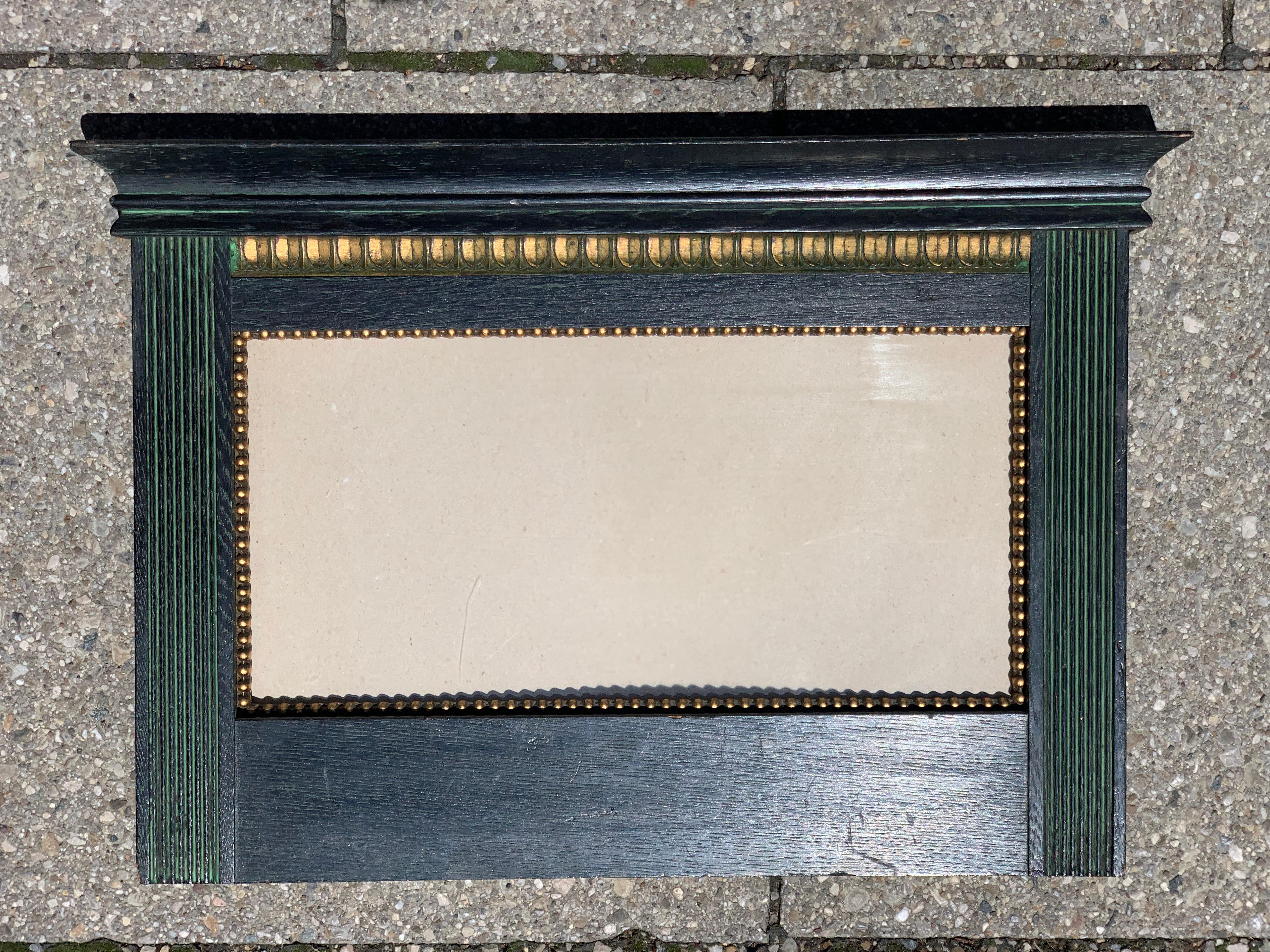 Pareja de marcos Art Nouveau 1900 Abeto Roble Verde Dorado Hoja de Palma Rebordeada Europeo en venta