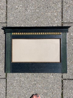 Pair of 1900 Art Nouveau Picture Frames Oak Fir Green Gilt Palm Leaf Beading