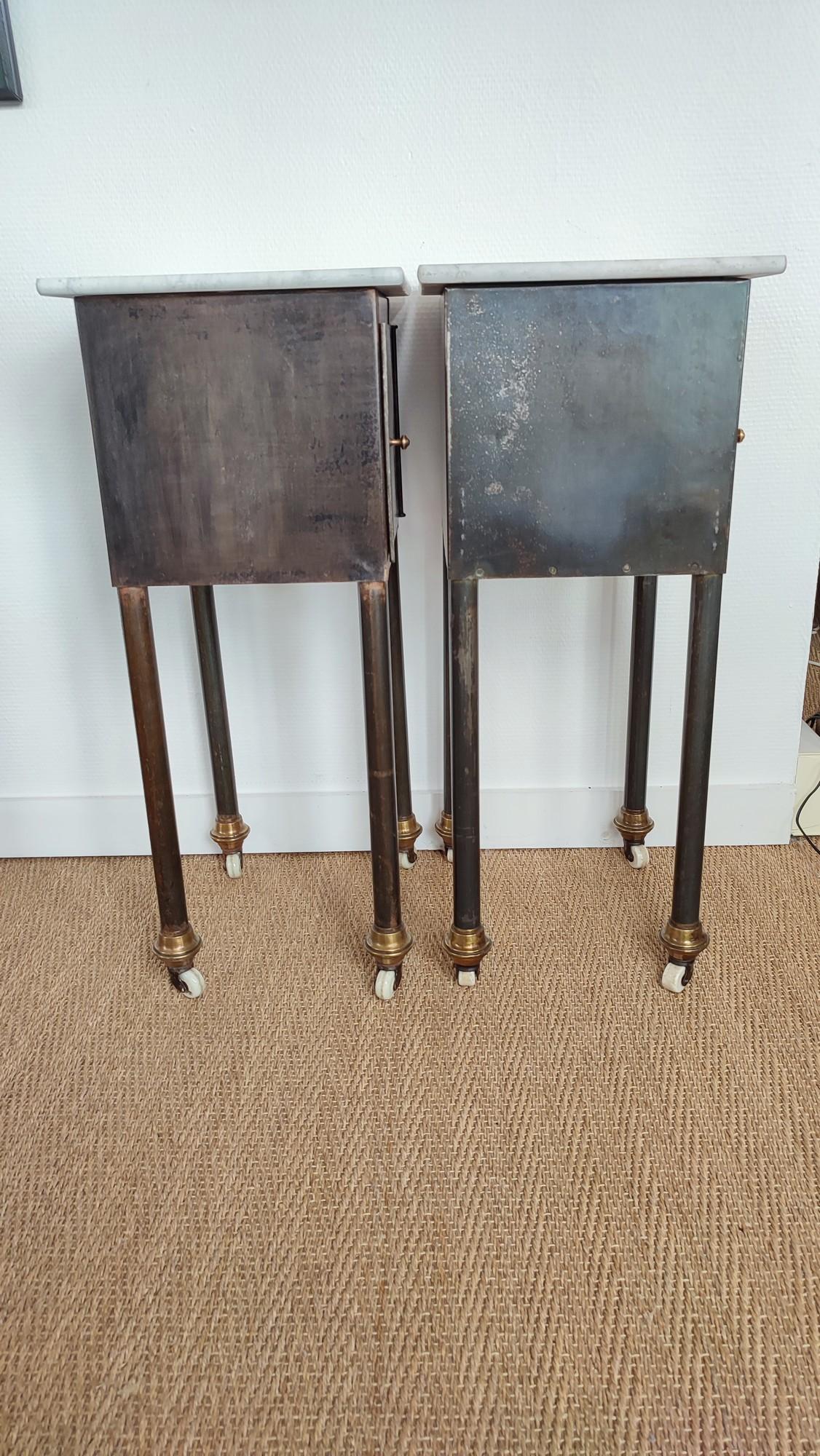 Pair of 1900 Metal and Marble Night Stands 1