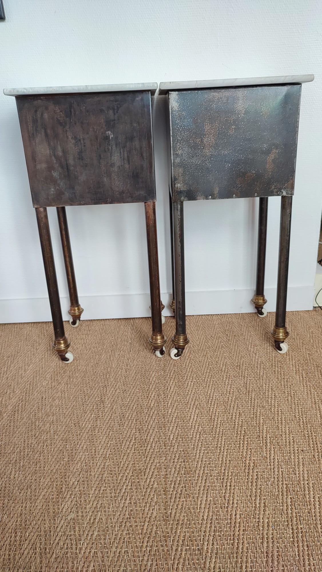 Pair of 1900 Metal and Marble Night Stands 2