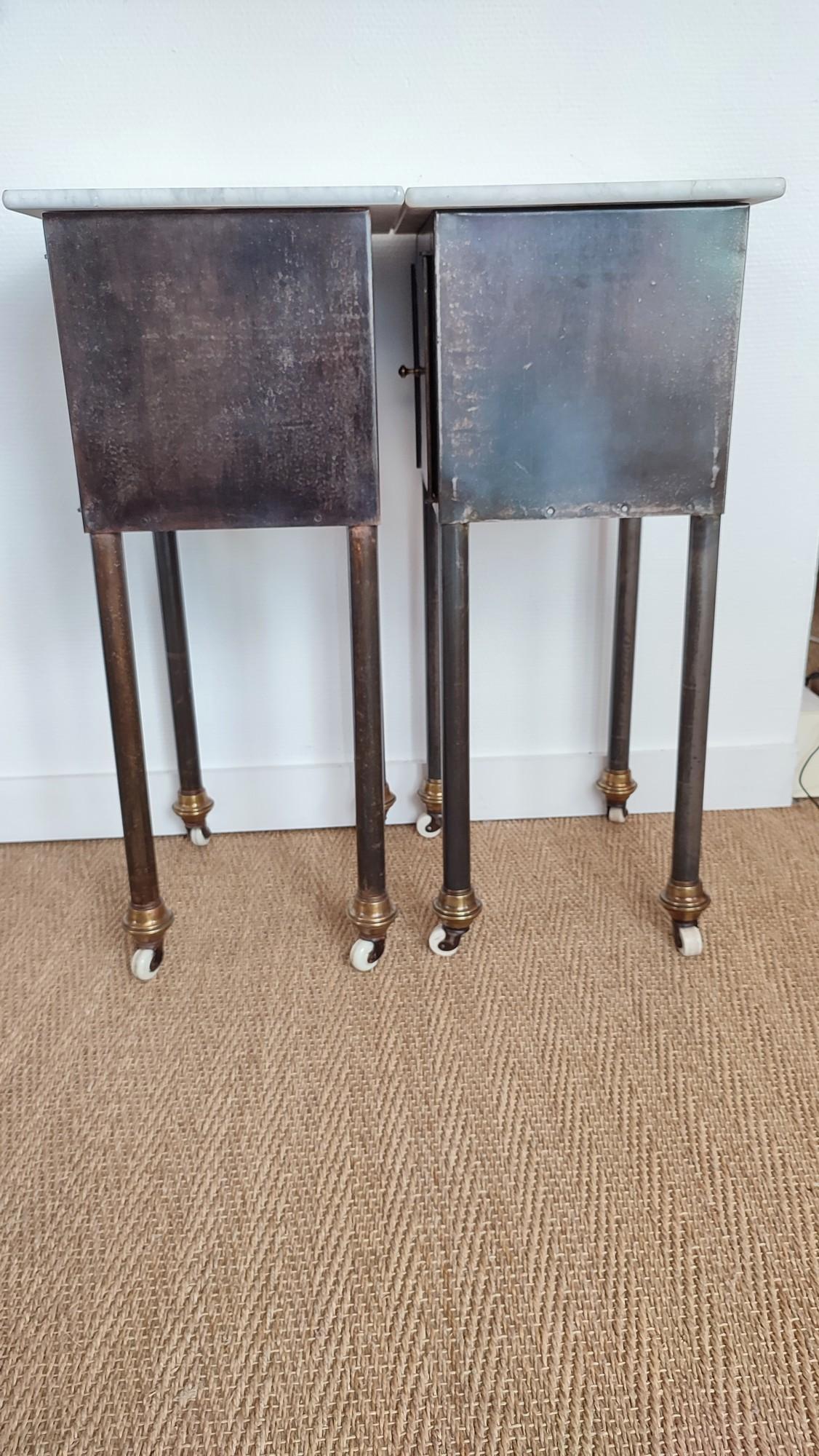 Pair of 1900 Metal and Marble Night Stands 3