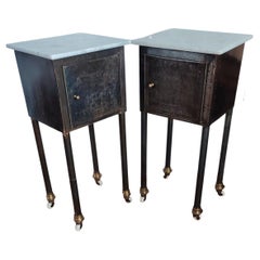 Pair of 1900 Metal and Marble Night Stands