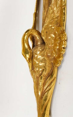 Pareja de apliques de 1900 que representan cigüeñas, Daum-Nancy "Pâte de Verre".