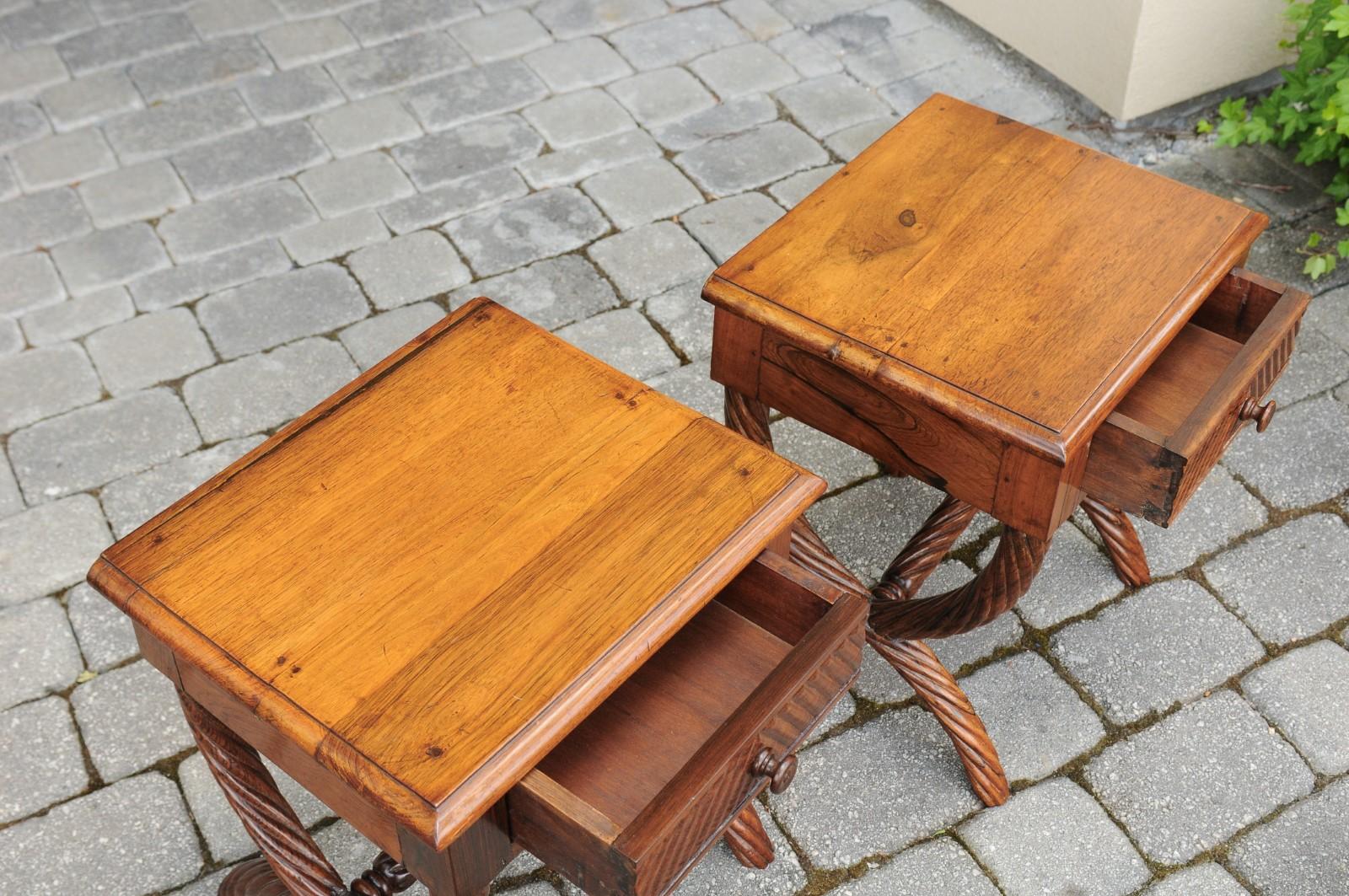 Pair of 1900s Anglo-Indian Low Side Tables with Curule Bases and Twisted Accents For Sale 7