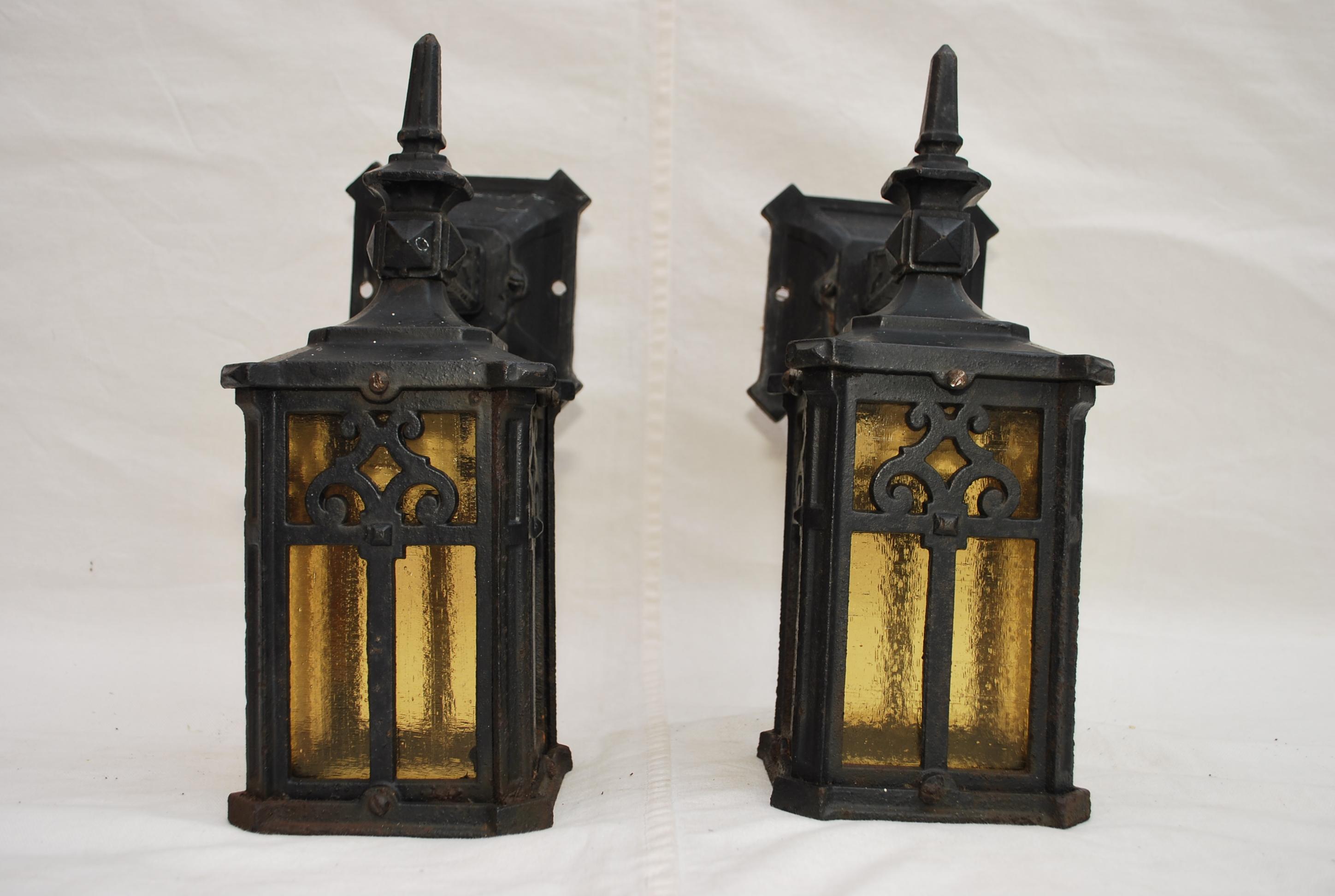 pair of 1900's cast iron outdoor/indoor sconces In Good Condition In Los Angeles, CA