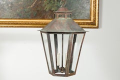 Pair of 1900s English Turn of the Century Four-Light Hexagonal Copper Lanterns